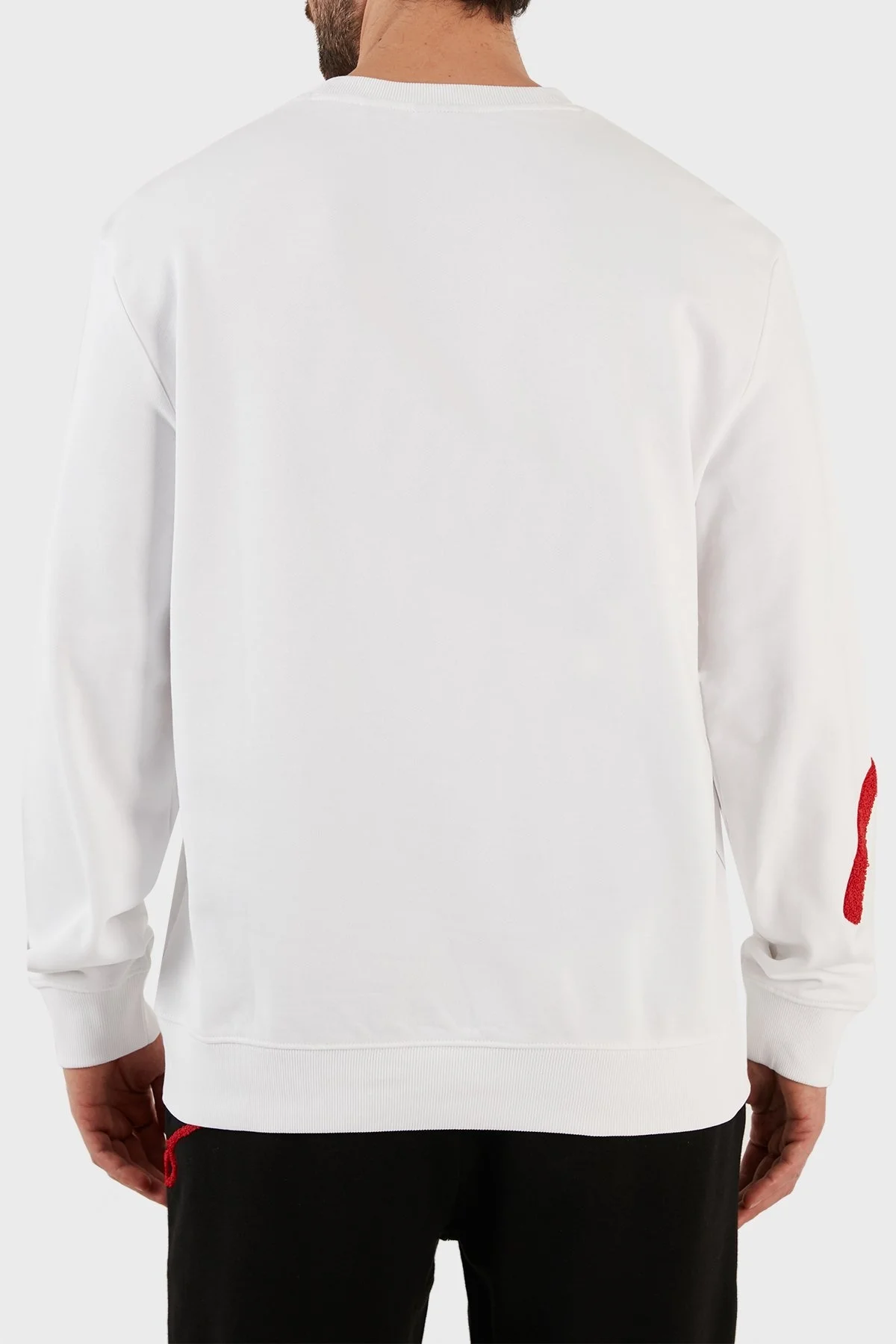 Hugo El Yazısı Logolu Pamuklu Bisiklet Yaka Regular Fit Erkek Sweat 50482922 100 BEYAZ - 6