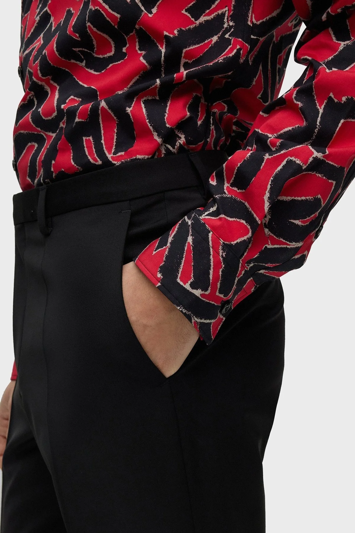 Hugo Esnek Organik Pamuklu Desenli Slim Fit Erkek Gömlek 50495871 693 KIRMIZI-SİYAH - 5