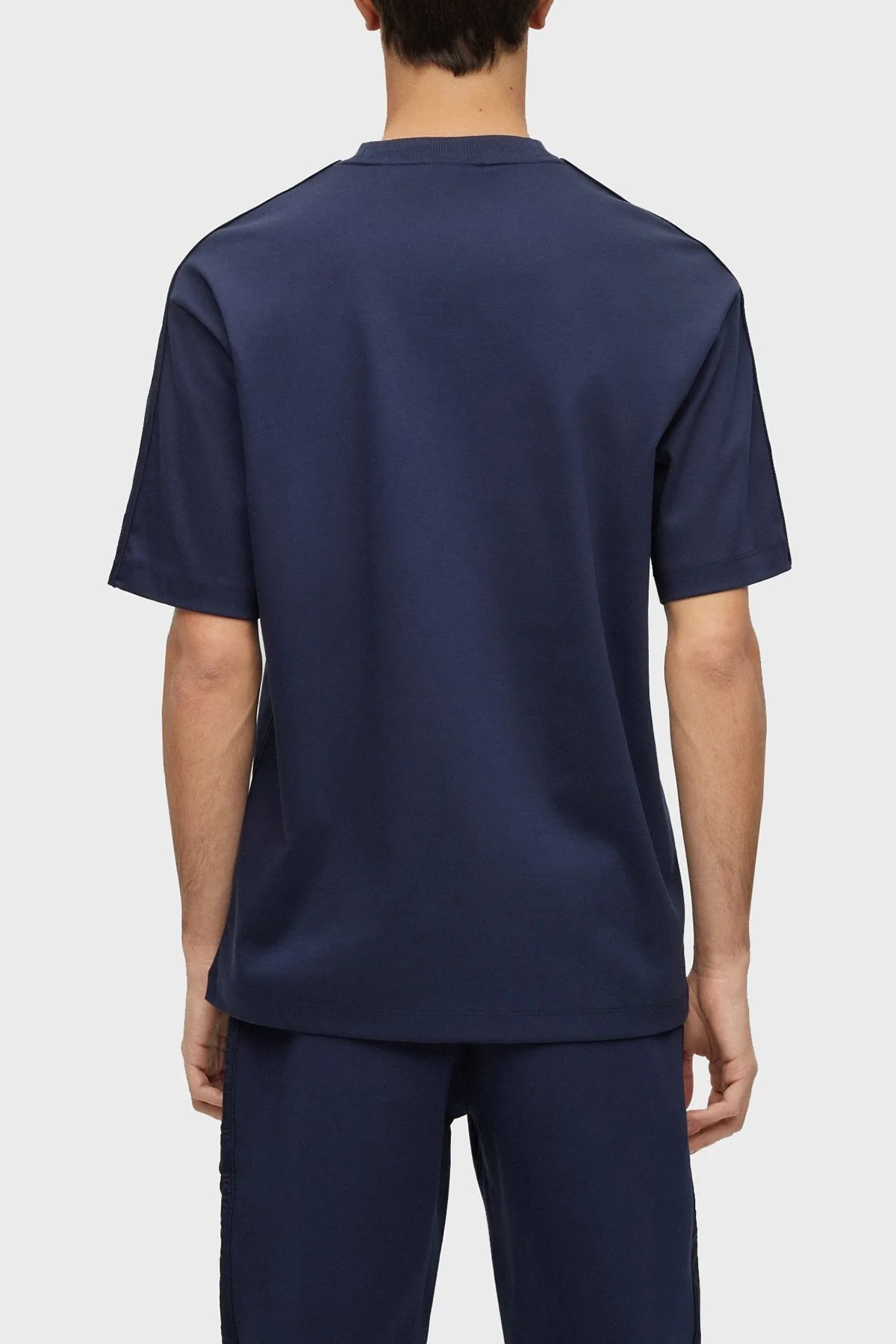 Hugo İnterlok Pamuklu Bisiklet Yaka Regular Fit Erkek T Shirt 50485239 405 LACİVERT - 3