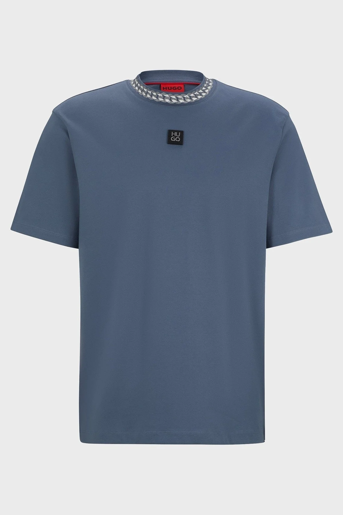 Hugo İnterlok Pamuklu Relaxed Fit Bisiklet Yaka Erkek T Shirt 50510035 462 MAVİ - 5