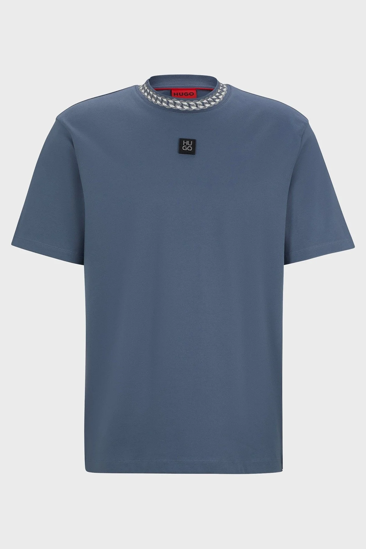 Hugo İnterlok Pamuklu Relaxed Fit Bisiklet Yaka Erkek T Shirt 50510035 462 MAVİ - 5