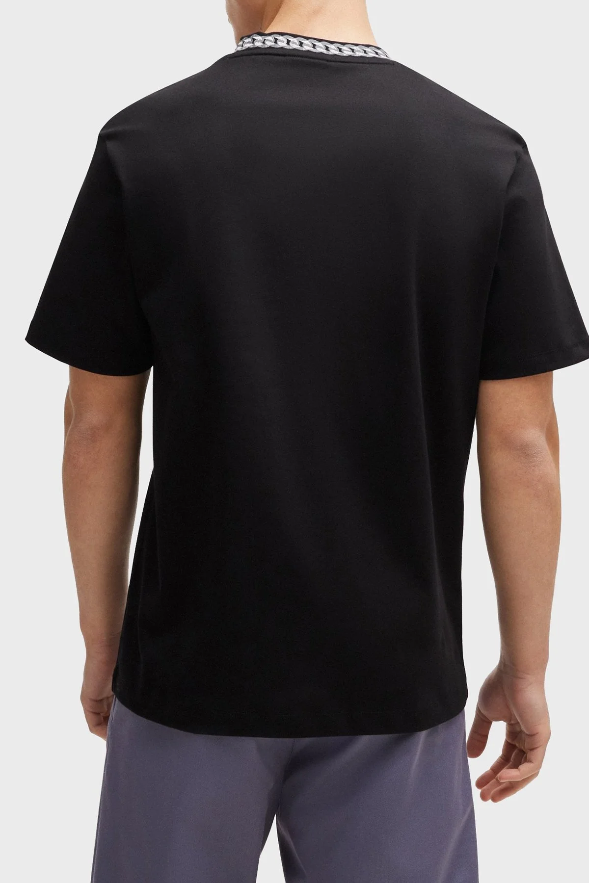 Hugo İnterlok Pamuklu Relaxed Fit Erkek T Shirt 50510035 001 SİYAH - 3