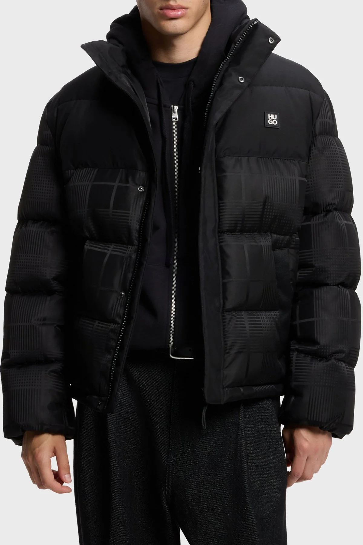 Hugo Kapitoneli Regular Fit Dik Yaka Şişme Erkek Mont 50570791 001 Siyah - 1