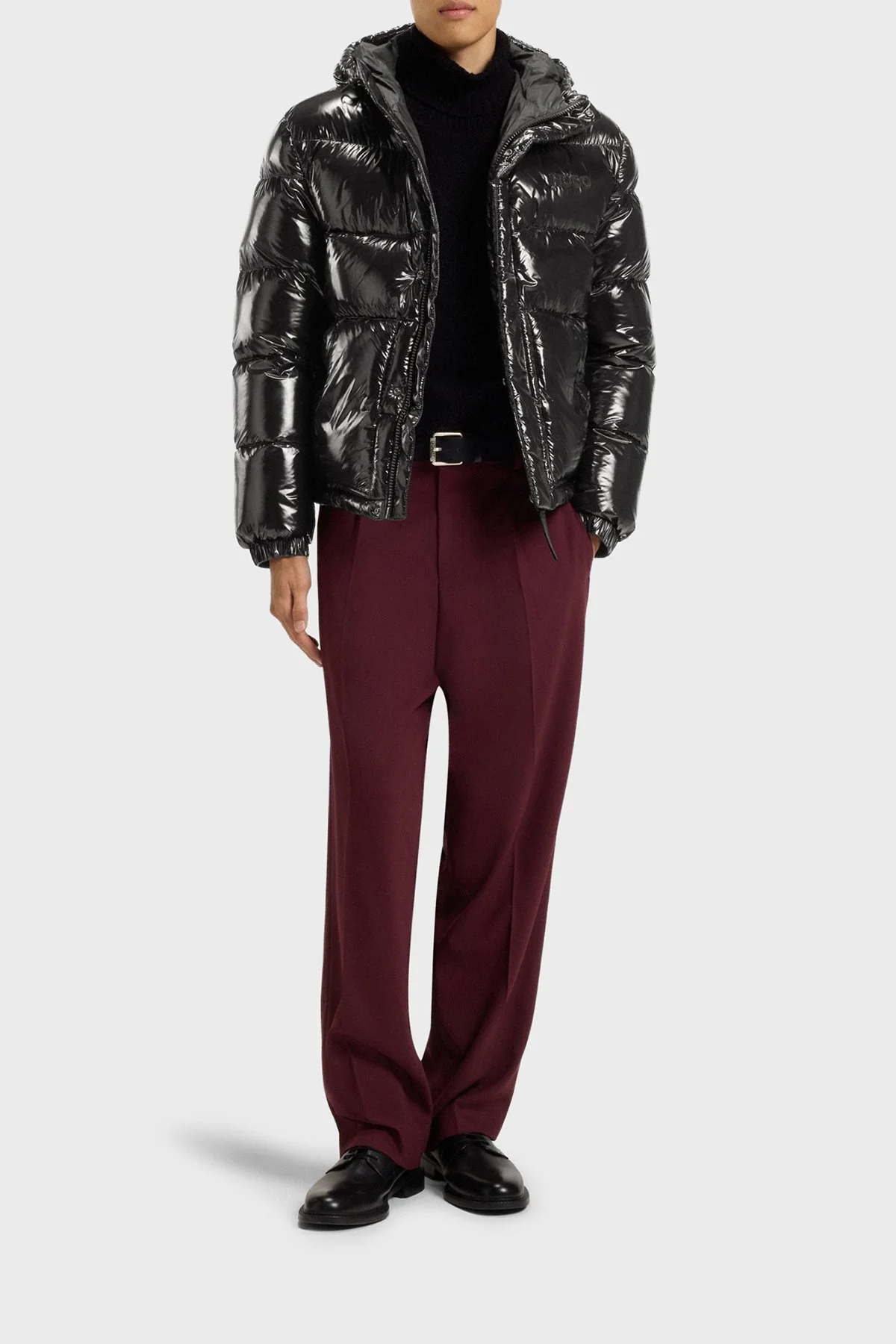 Hugo Kapitoneli Regular Fit Kapüşonlu Yaka Şişme Parlak Erkek Mont 50549355 001 SİYAH - 2