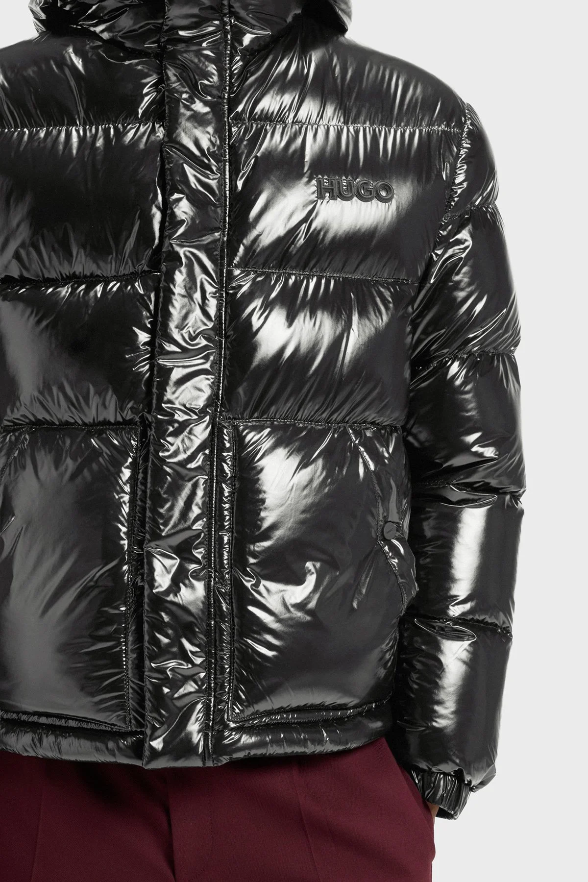 Hugo Kapitoneli Regular Fit Kapüşonlu Yaka Şişme Parlak Erkek Mont 50549355 001 SİYAH - 5