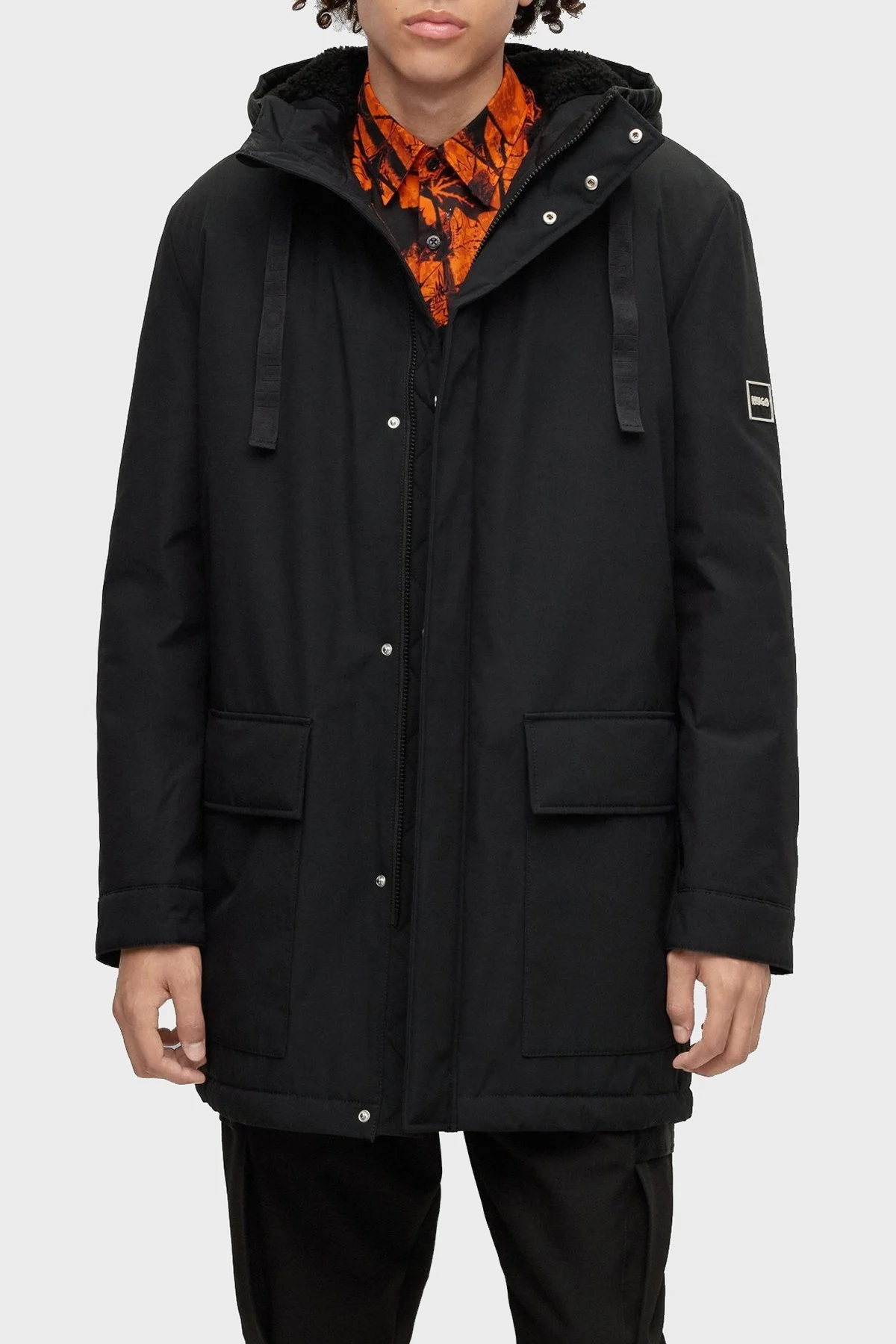 Hugo Kapüşonlu Su İtici Regular Fit Cepli Erkek Parka 50475459 001 SİYAH - 1