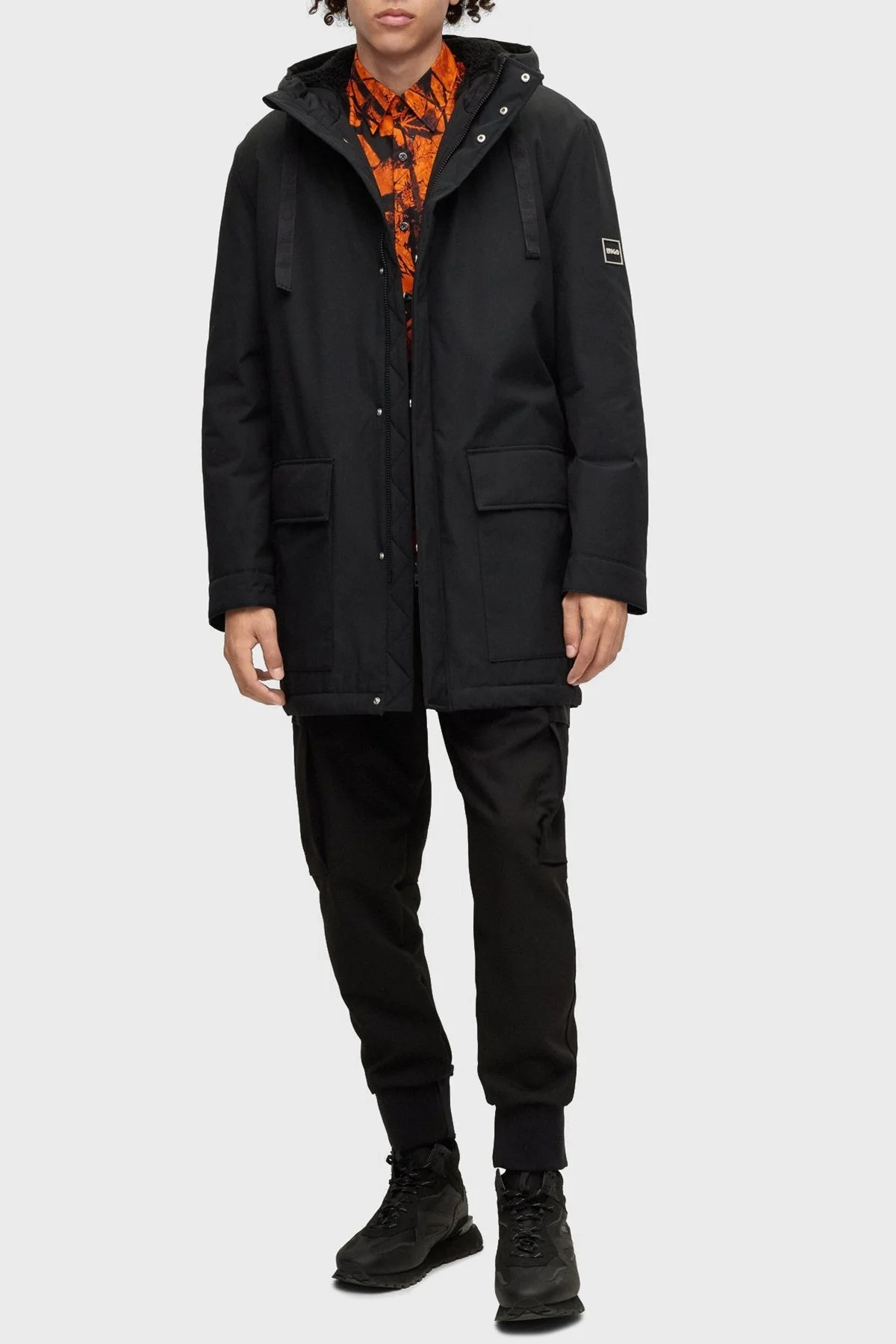Hugo Kapüşonlu Su İtici Regular Fit Cepli Erkek Parka 50475459 001 SİYAH - 2