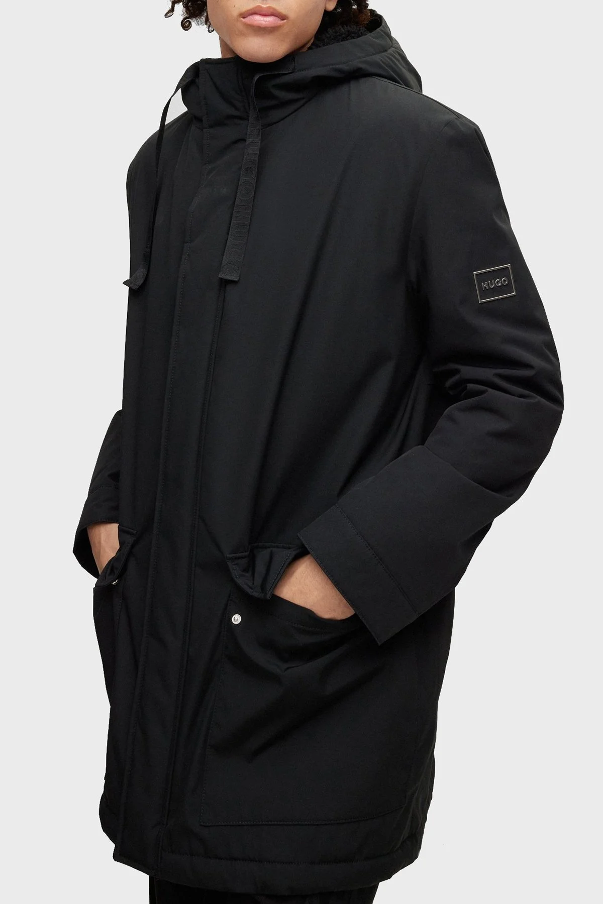 Hugo Kapüşonlu Su İtici Regular Fit Cepli Erkek Parka 50475459 001 SİYAH - 6