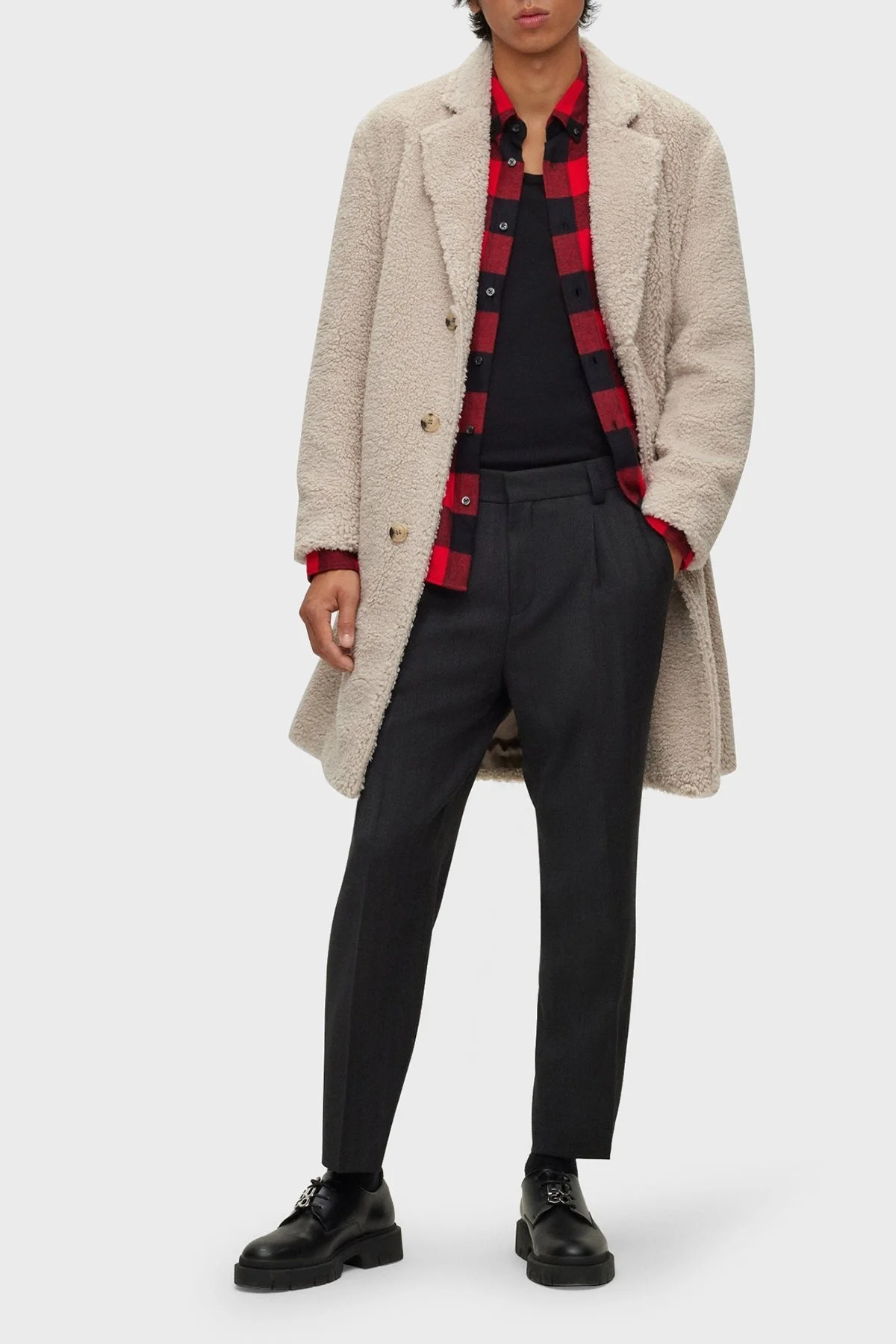 Hugo Kareli % 100 Pamuk Düğmeli Yaka Cepli Relaxed Fit Erkek Gömlek 50500236 693 KIRMIZI - 3