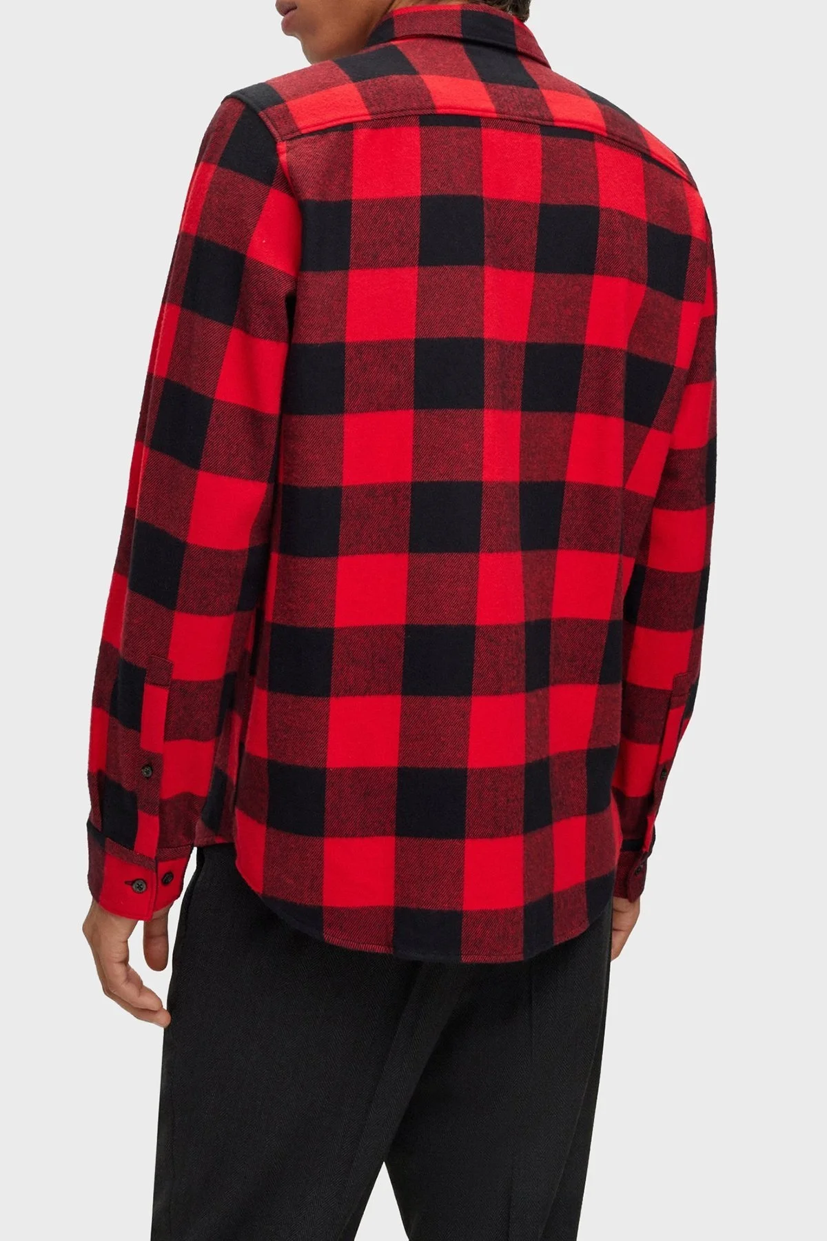 Hugo Kareli % 100 Pamuk Düğmeli Yaka Cepli Relaxed Fit Erkek Gömlek 50500236 693 KIRMIZI - 4