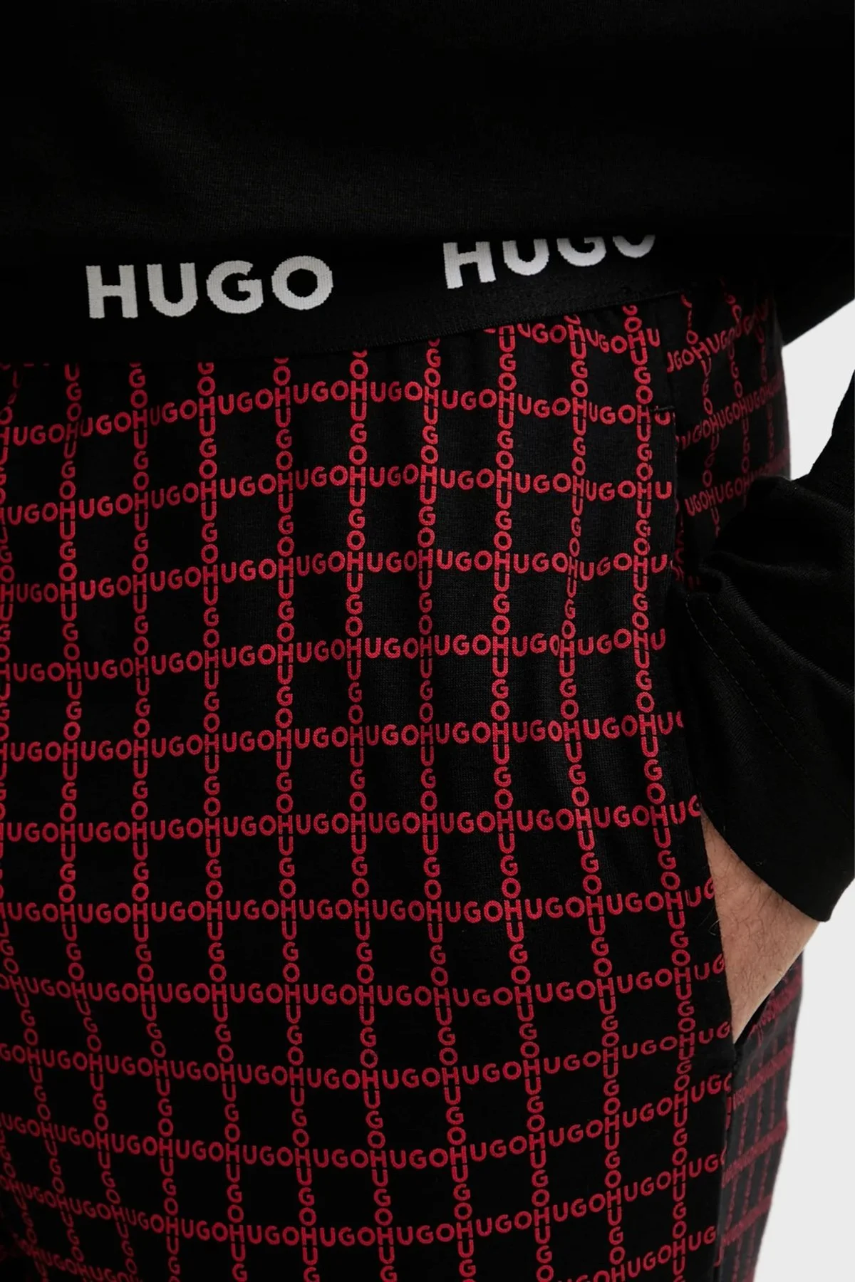 Hugo Kareli Pamuklu Relaxed Fit Uzun Kollu Erkek Pijama Takımı 50550098 961 SİYAH - 7