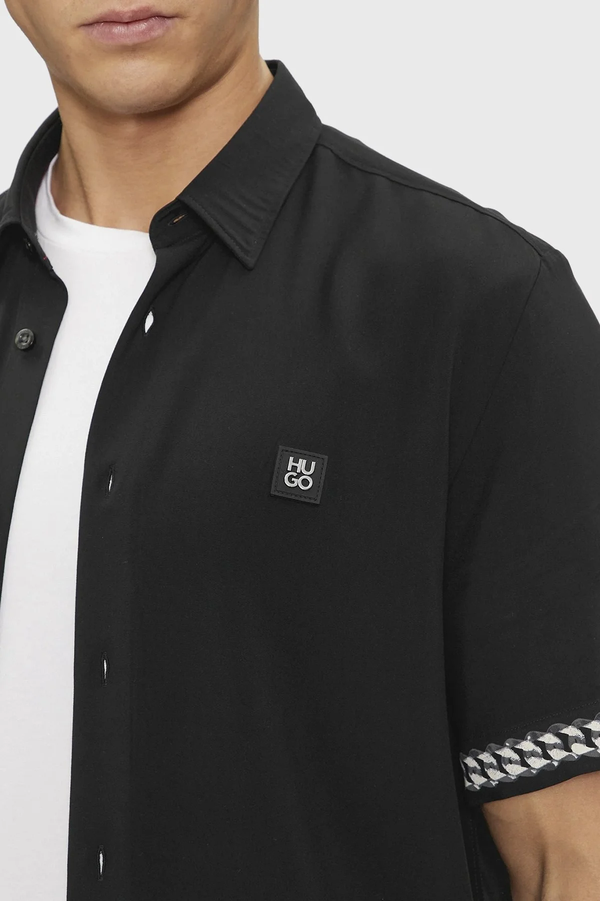 Hugo Kısa Kollu Relaxed Fit Erkek Gömlek 50514168 001 SİYAH - 9