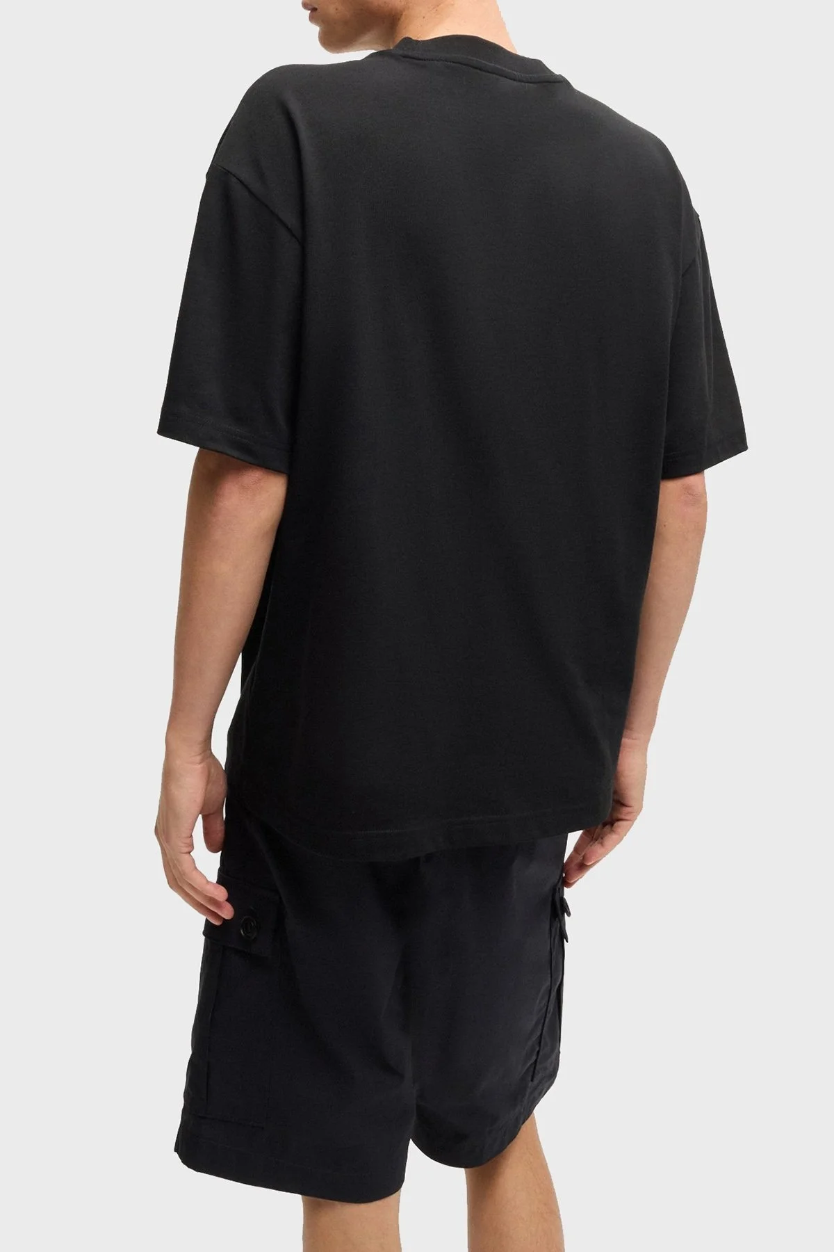 Hugo Logo Baskılı % 100 Pamuk Oversize Fit Bisiklet Yaka Erkek T Shirt 50525765 001 SİYAH - 3