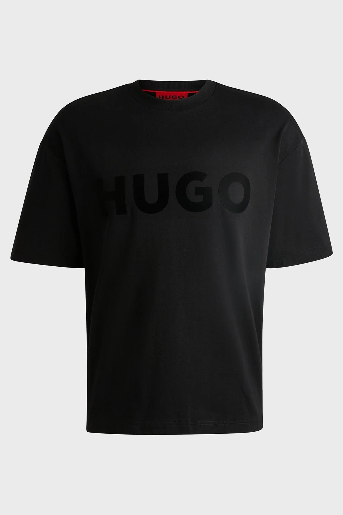 Hugo Logo Baskılı % 100 Pamuk Oversize Fit Bisiklet Yaka Erkek T Shirt 50525765 001 SİYAH - 5