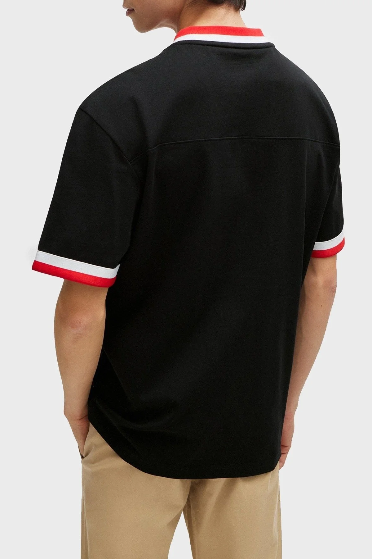 Hugo Logo Baskılı % 100 Pamuk Relaxed Fit V Yaka Erkek T Shirt 50510173 001 SİYAH - 3