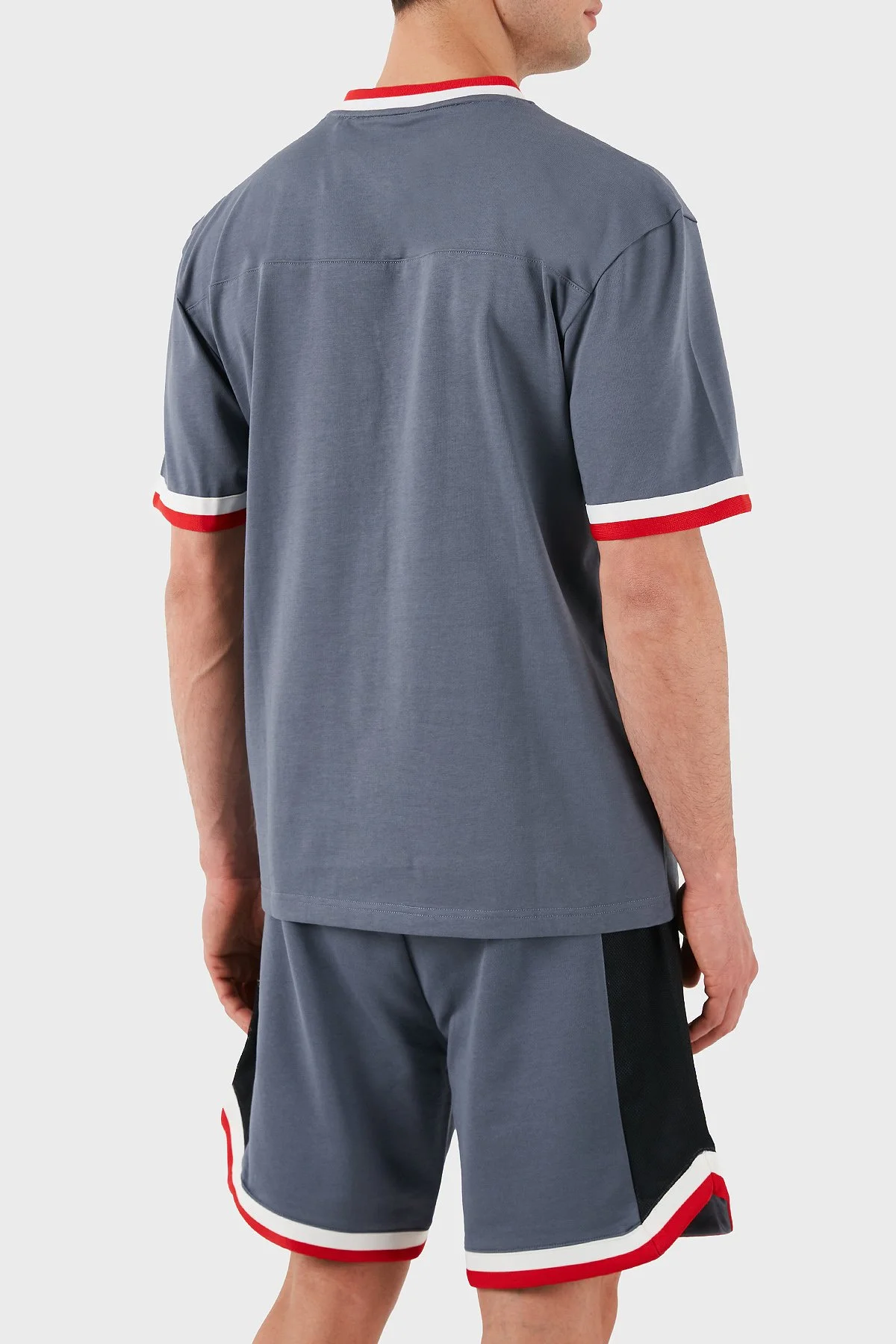 Hugo Logo Baskılı % 100 Pamuk Relaxed Fit V Yaka Erkek T Shirt 50510173 462 MAVİ - 3