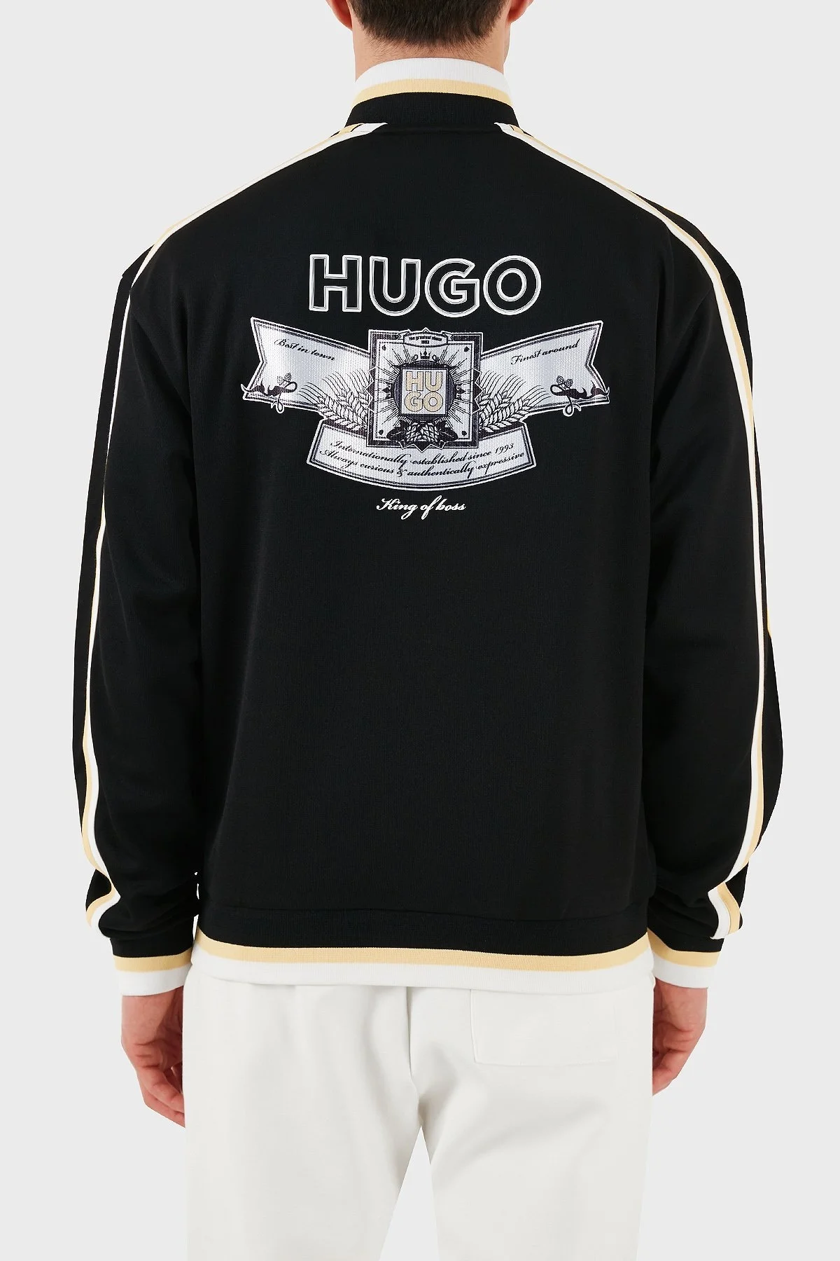 Hugo Logo Baskılı Pamuklu Regular Fit Şerit Detaylı Dik Yaka Erkek Sweat 50510098 001 SİYAH - 8