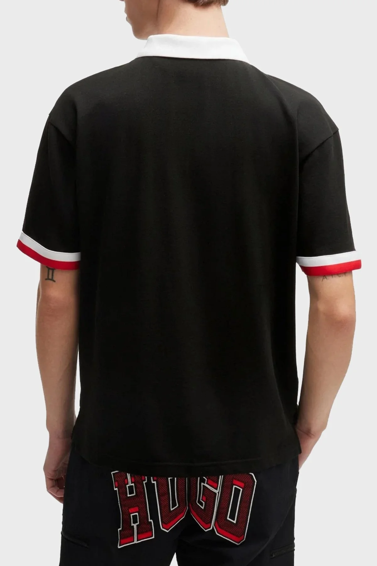 Hugo Logo Baskılı Pamuklu Relaxed Fit Düğmeli Erkek Polo Yaka T Shirt 50510183 001 SİYAH - 3