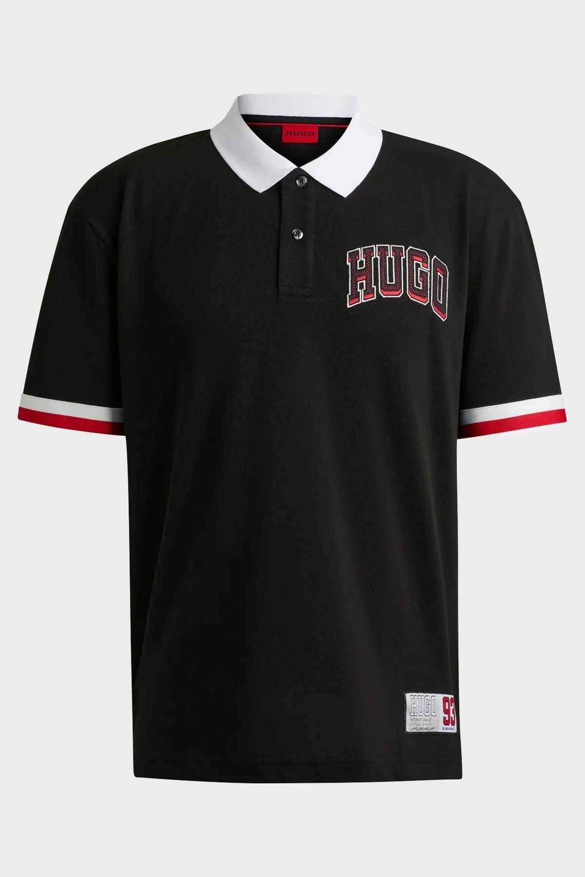 Hugo Logo Baskılı Pamuklu Relaxed Fit Düğmeli Erkek Polo Yaka T Shirt 50510183 001 SİYAH - 4