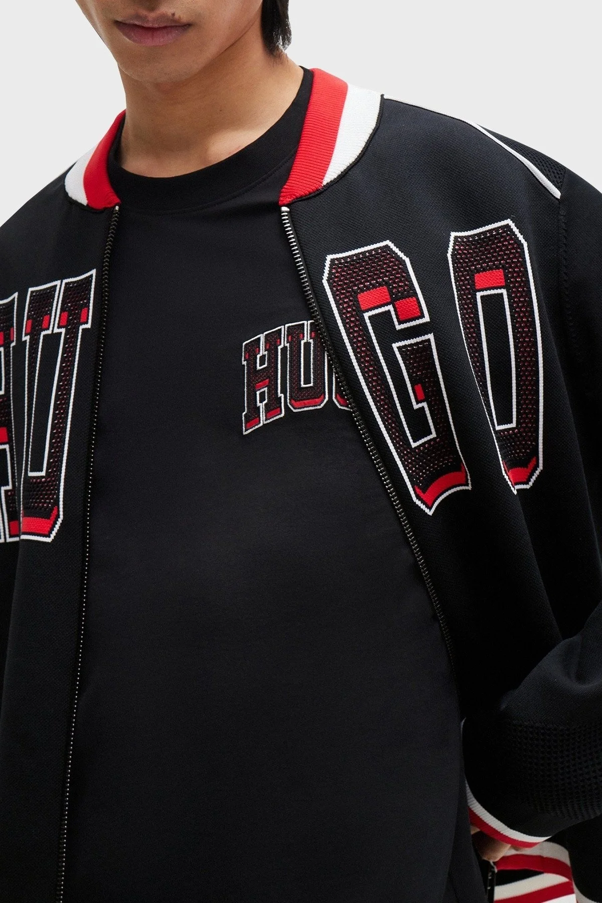 Hugo Logo Baskılı Relaxed Fit Kolej Yaka Erkek Hırka 50510911 001 SİYAH - 4