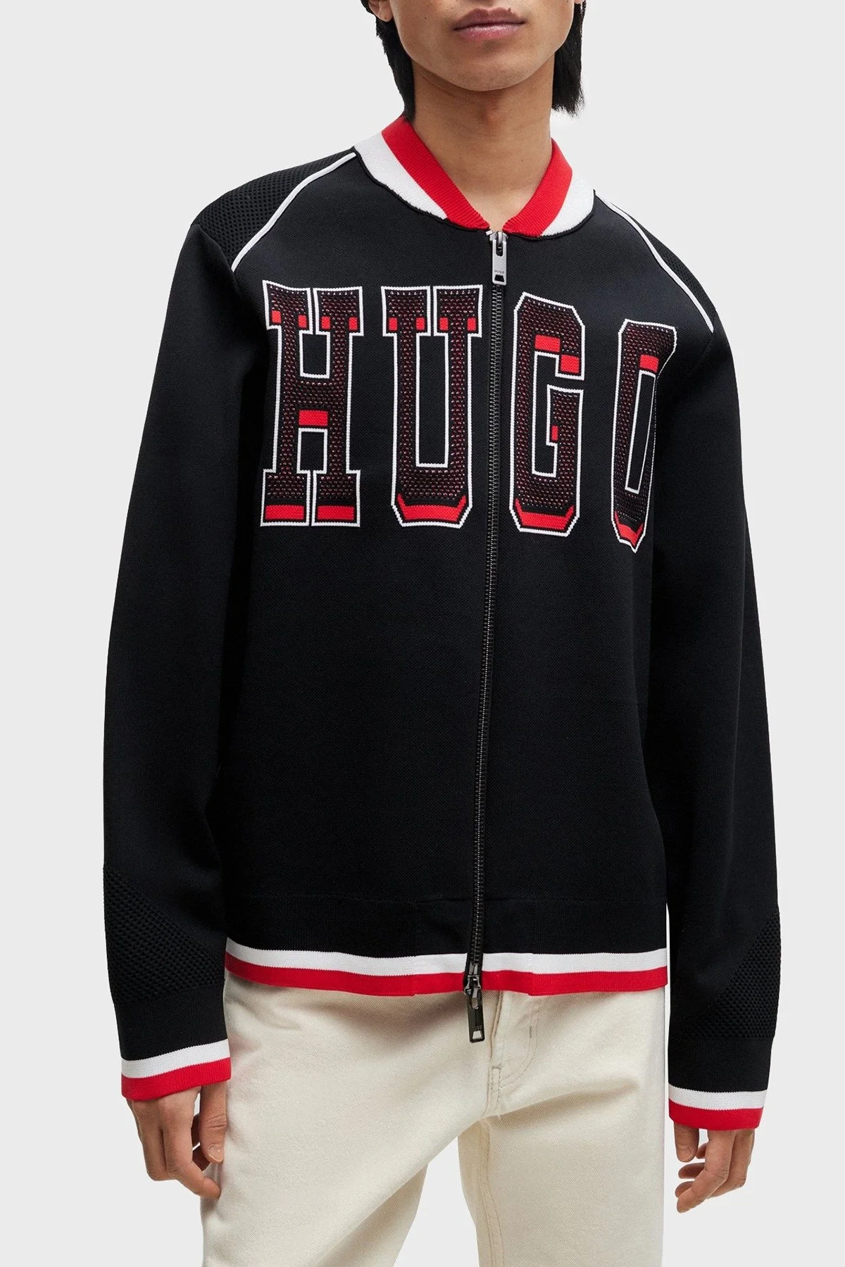 Hugo Logo Baskılı Relaxed Fit Kolej Yaka Erkek Hırka 50510911 001 SİYAH - 1
