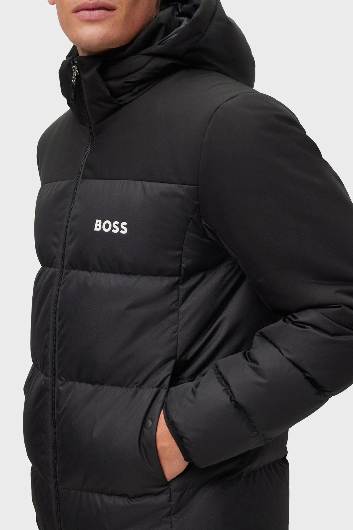 Boss Logo Detaylı Su İtici Regular Fit Kuş Tüyü Dolgulu Erkek Mont 50497558 001 SİYAH - 5