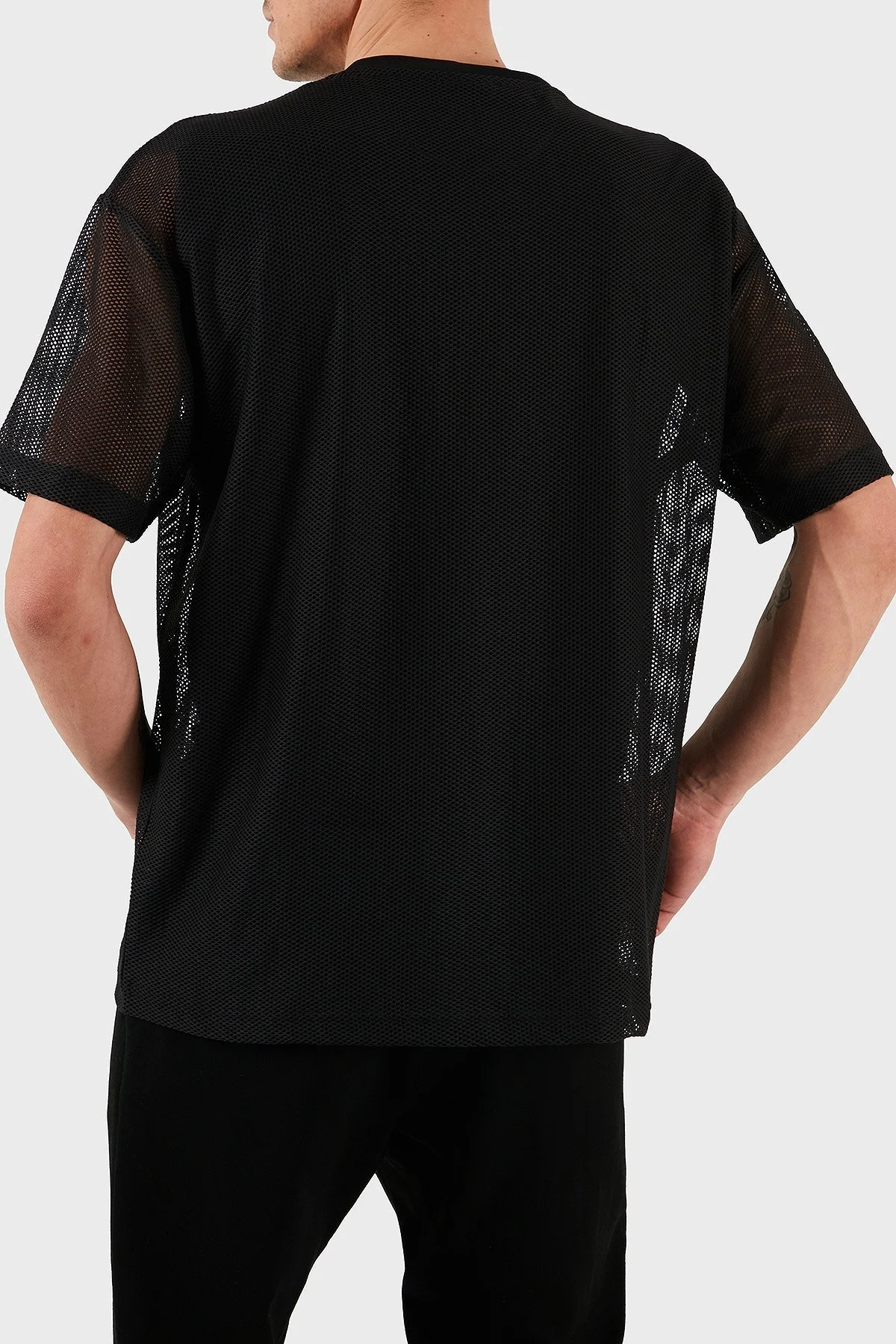 Hugo Logo Efektli Oversize Fit Bisiklet Yaka File Erkek T Shirt 50510000 001 SİYAH - 3