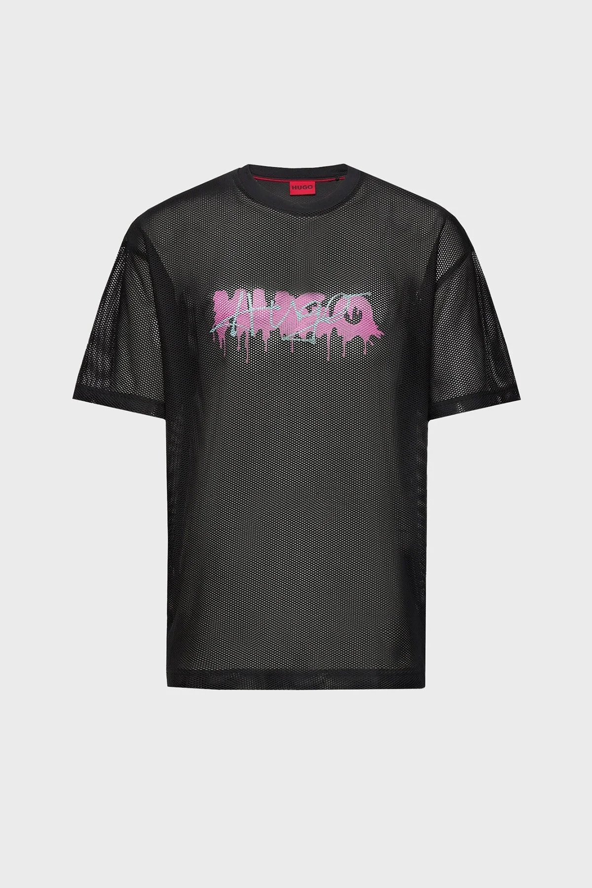 Hugo Logo Efektli Oversize Fit Bisiklet Yaka File Erkek T Shirt 50510000 001 SİYAH - 6