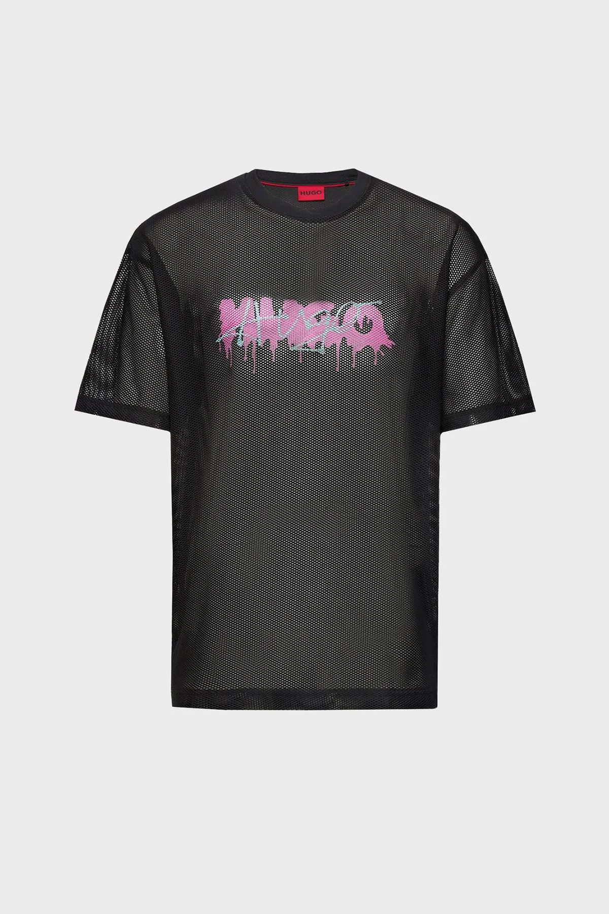 Hugo Logo Efektli Oversize Fit Bisiklet Yaka File Erkek T Shirt 50510000 001 SİYAH - 6