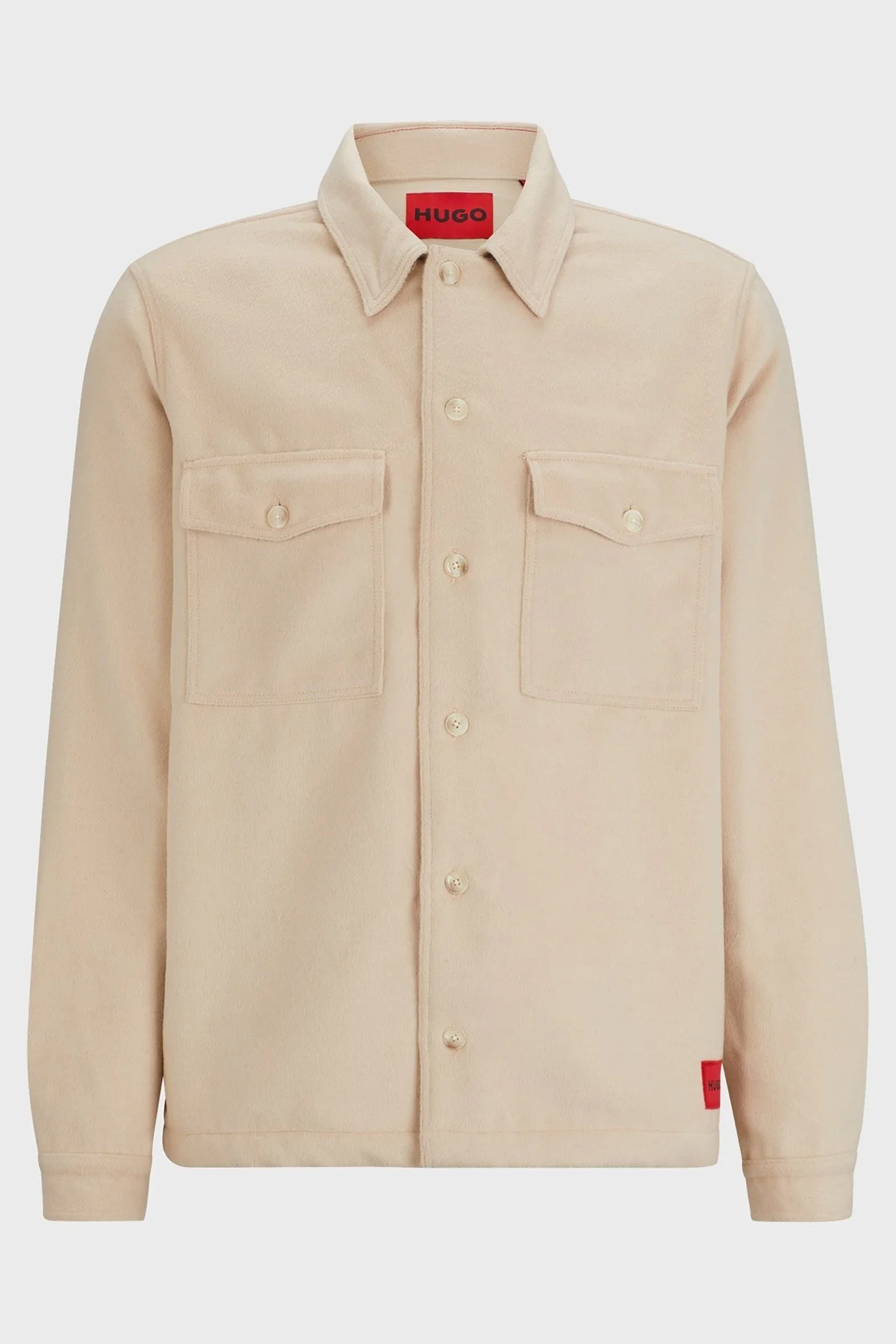 Hugo Logo Etiketli Cepli Yün Karışımlı Erkek Gömlek Ceket 50500235 275 BEJ - 6