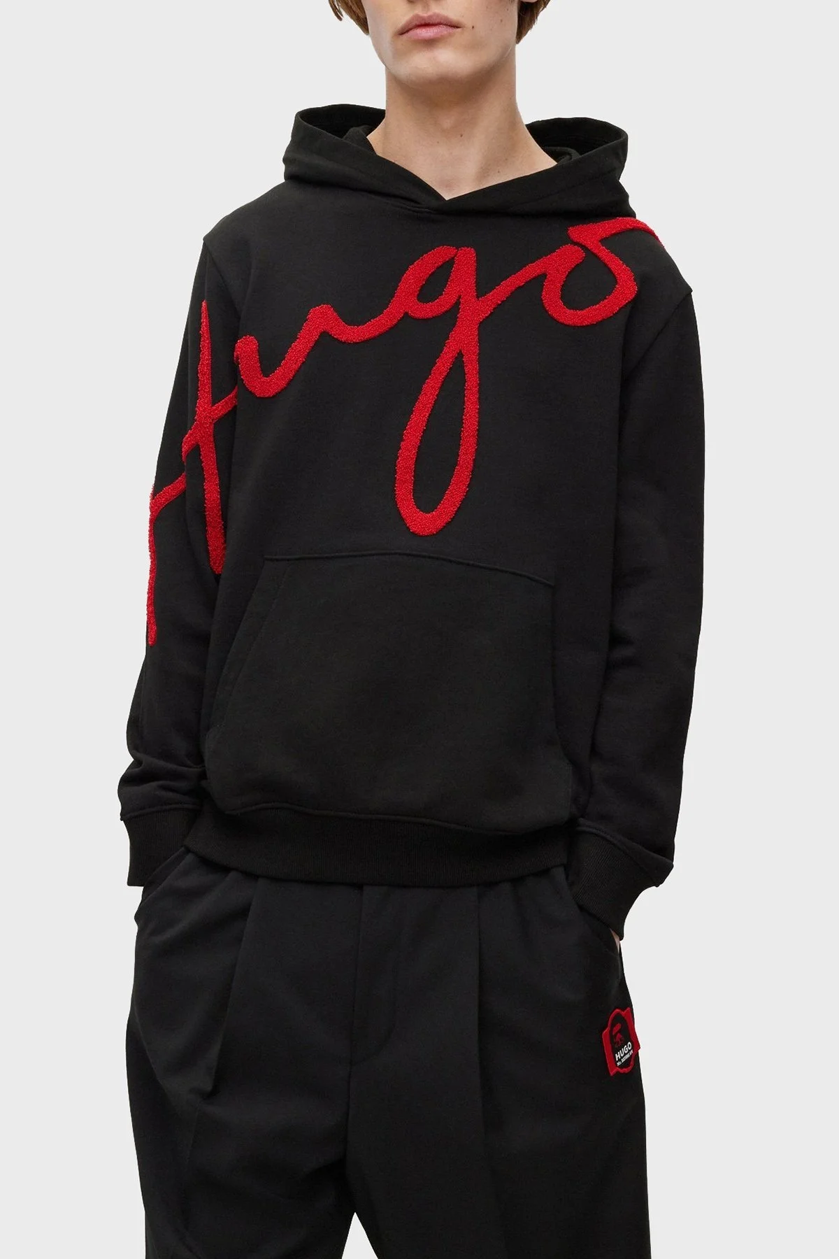 Hugo Logo İşlemeli % 100 Pamuklu Kapüşonlu Regular Fit Erkek Sweat 50482920 001 SİYAH - 1