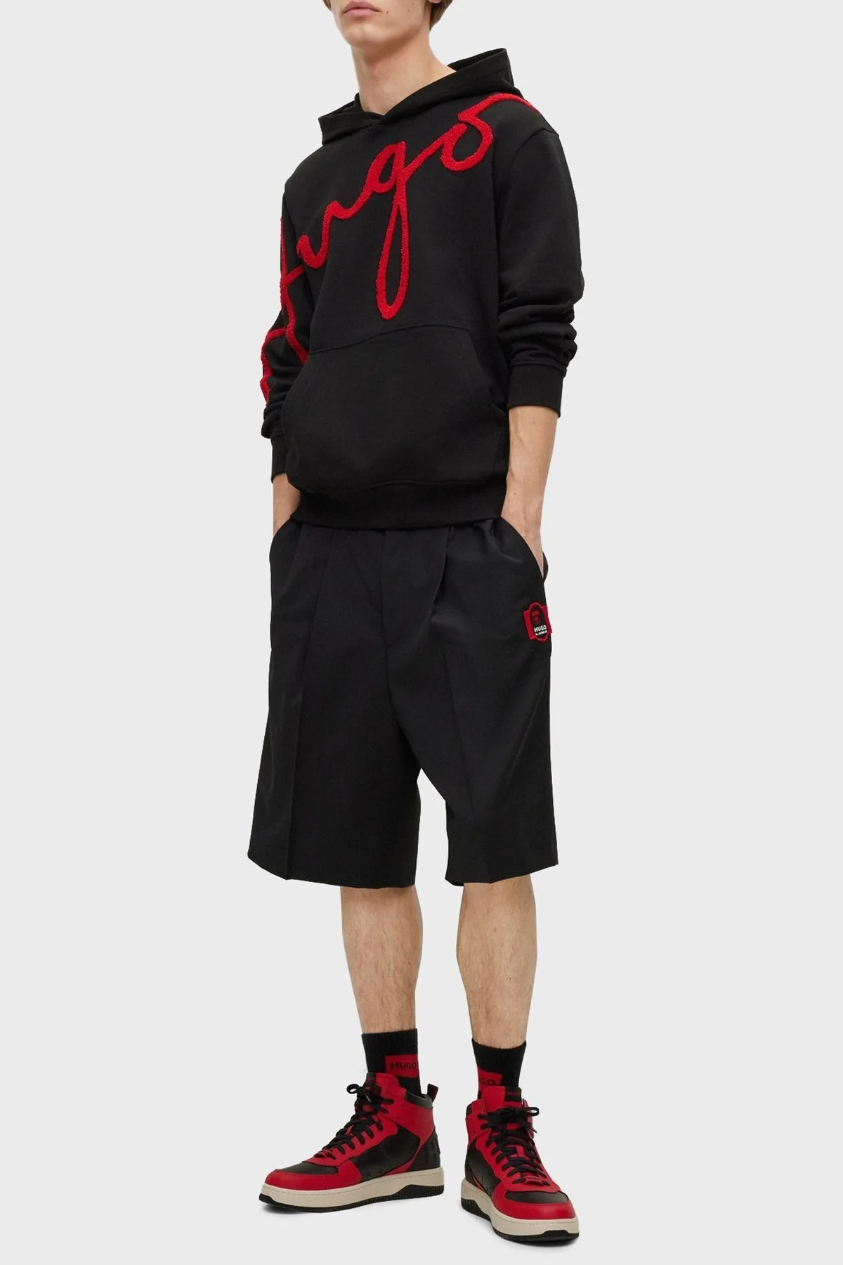 Hugo Logo İşlemeli % 100 Pamuklu Kapüşonlu Regular Fit Erkek Sweat 50482920 001 SİYAH - 2