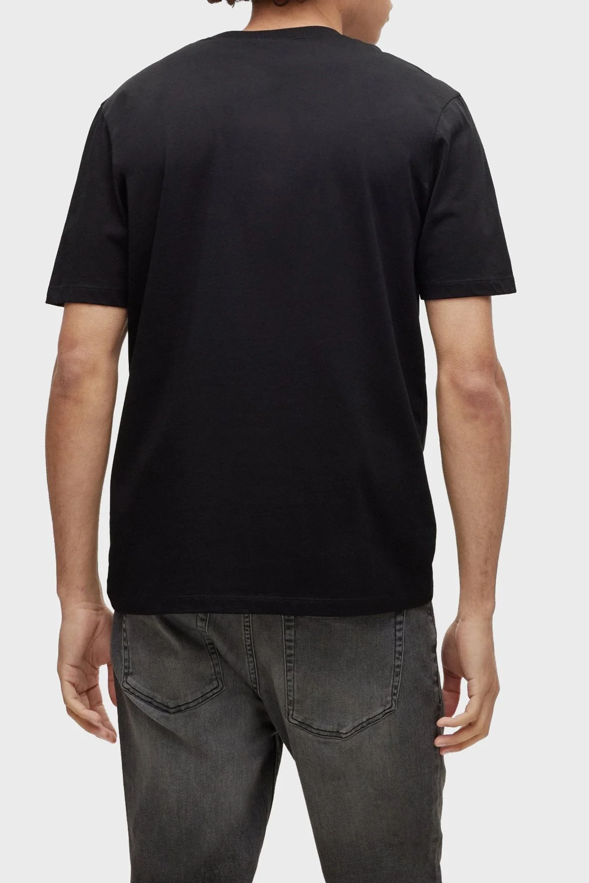 Hugo Logo İşlemeli Organik Pamuklu Bisiklet Yaka Erkek T Shirt 50482884 001 SİYAH - 3