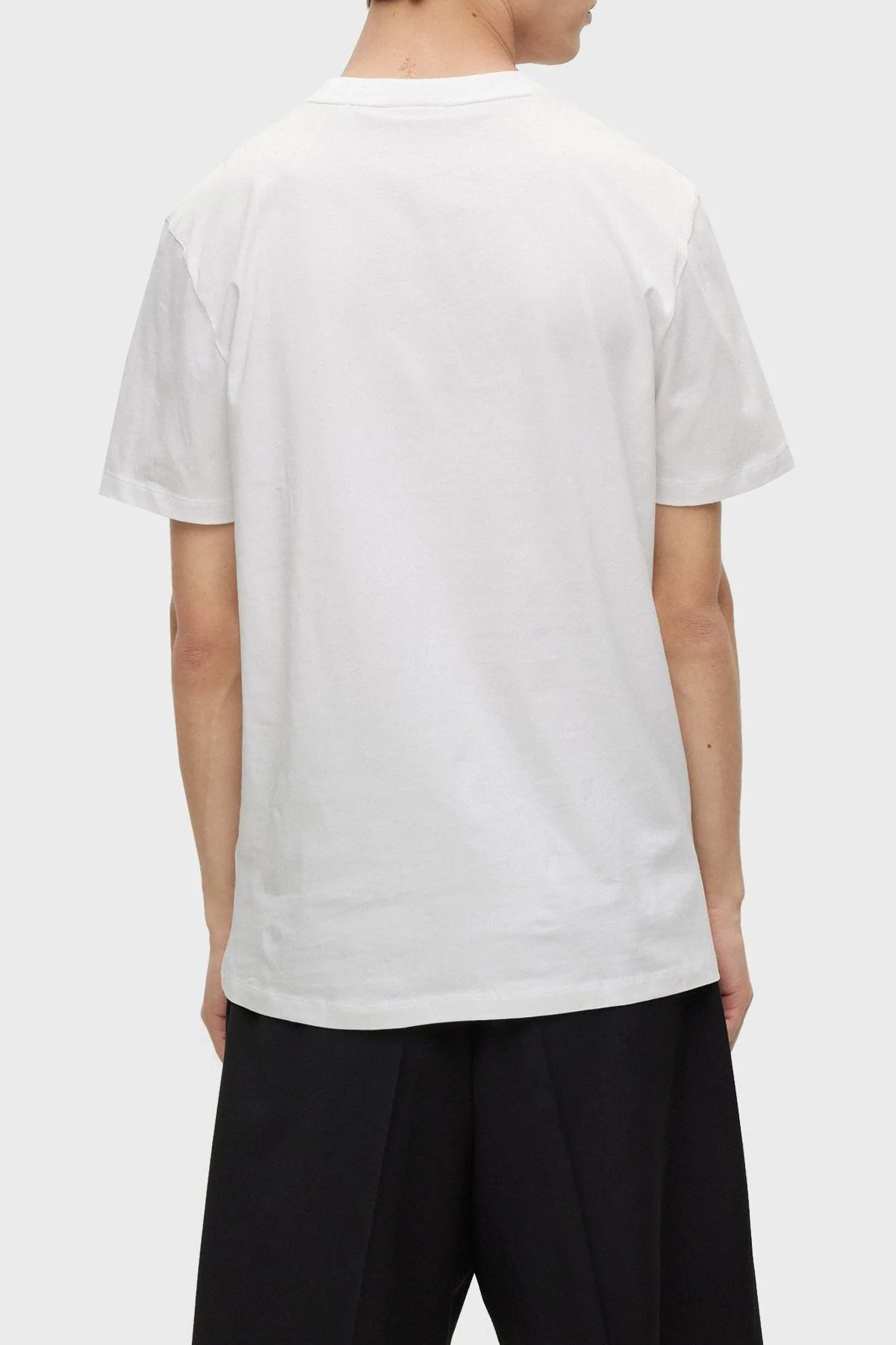 Hugo Logo İşlemeli Organik Pamuklu Bisiklet Yaka Oversize Erkek T Shirt 50482884 100 BEYAZ - 3