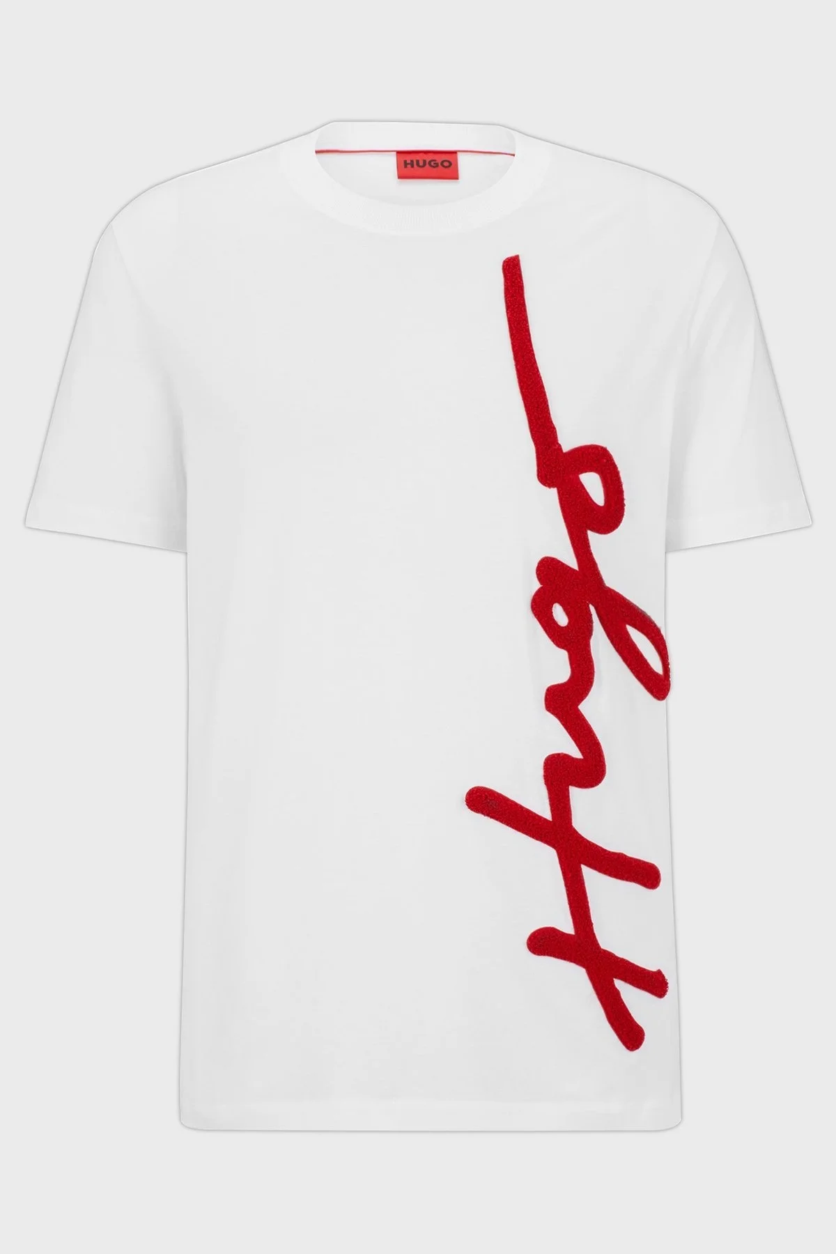 Hugo Logo İşlemeli Organik Pamuklu Bisiklet Yaka Oversize Erkek T Shirt 50482884 100 BEYAZ - 5