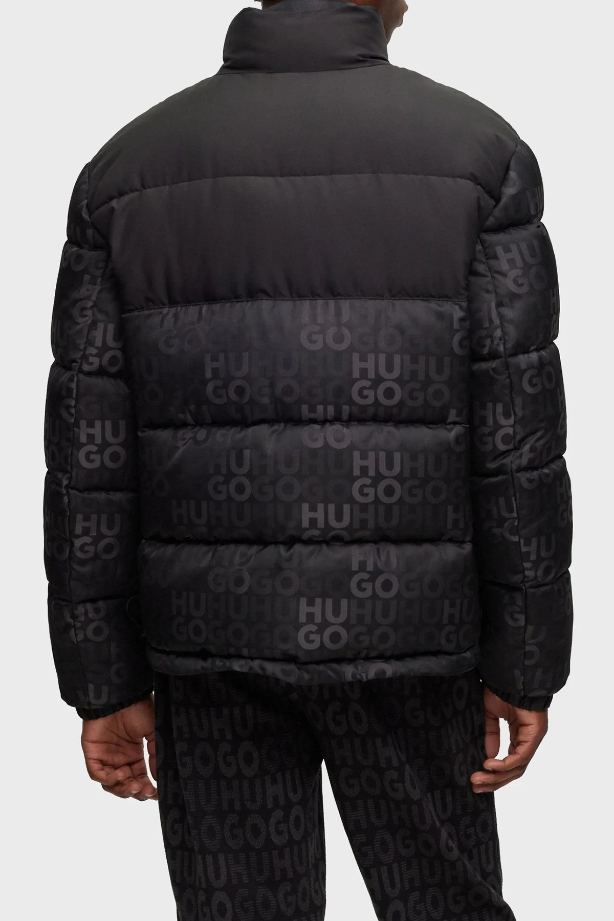 Hugo Logo Jakarlı Su İtici Slim Fit Şişme Erkek Mont 50496277 001 SİYAH - 3