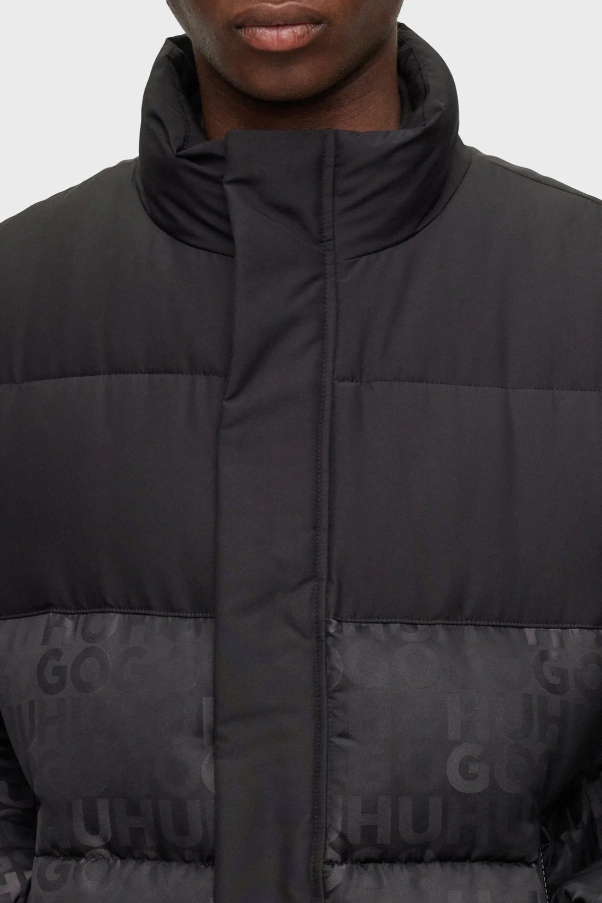 Hugo Logo Jakarlı Su İtici Slim Fit Şişme Erkek Mont 50496277 001 SİYAH - 4