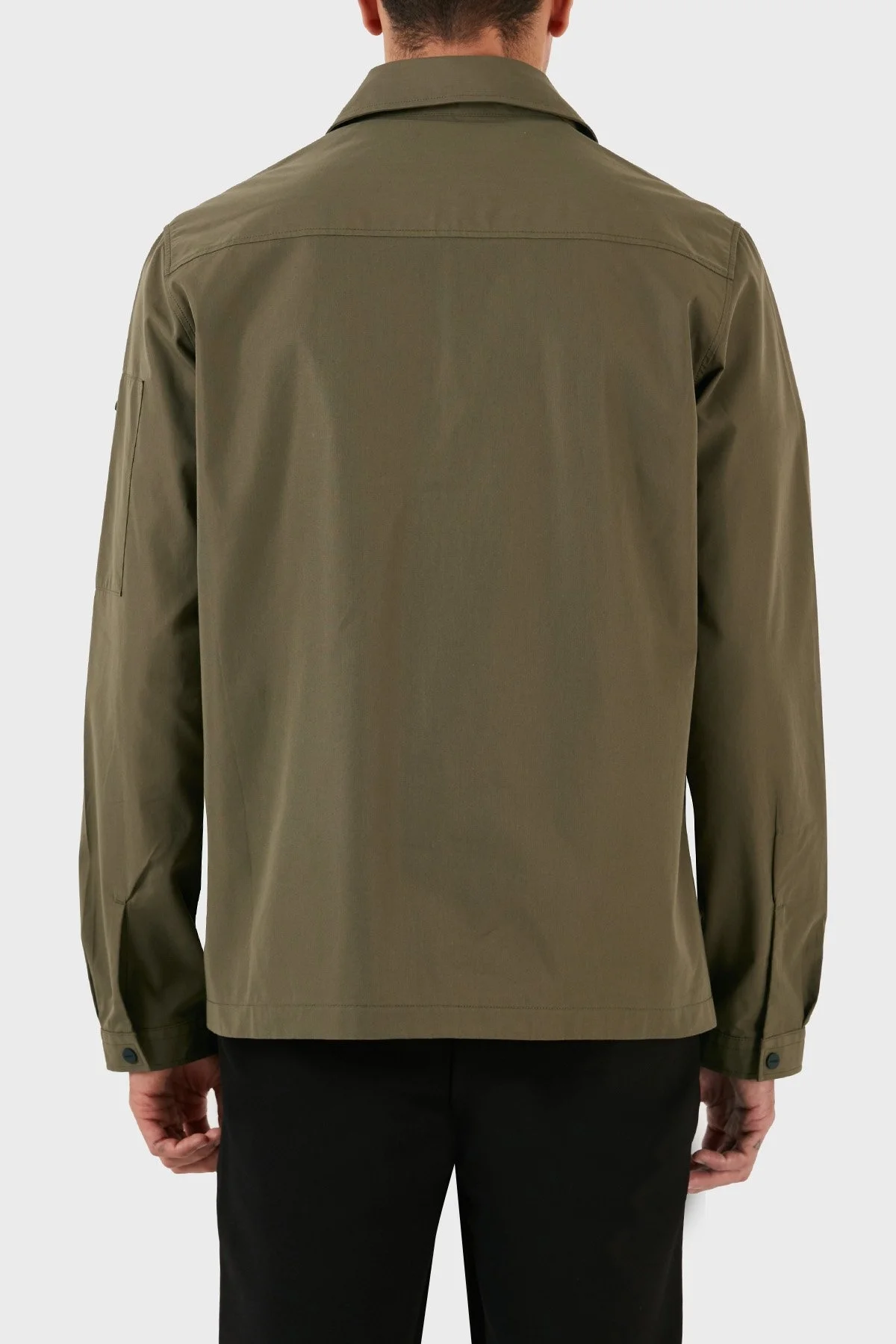 Hugo Logo Şeritli Fermuarlı Pamuk Karışımlı Kanvas İnce Erkek Gömlek Ceket 50482701 313 YEŞİL - 2