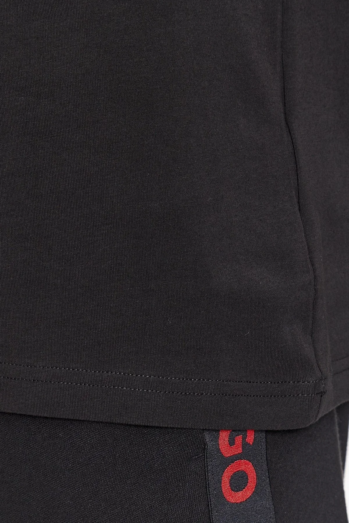 Hugo Logo Şeritli Streç Pamuklu Bisiklet Yaka Relaxed Fit Erkek T Shirt 50504270 001 SİYAH - 5