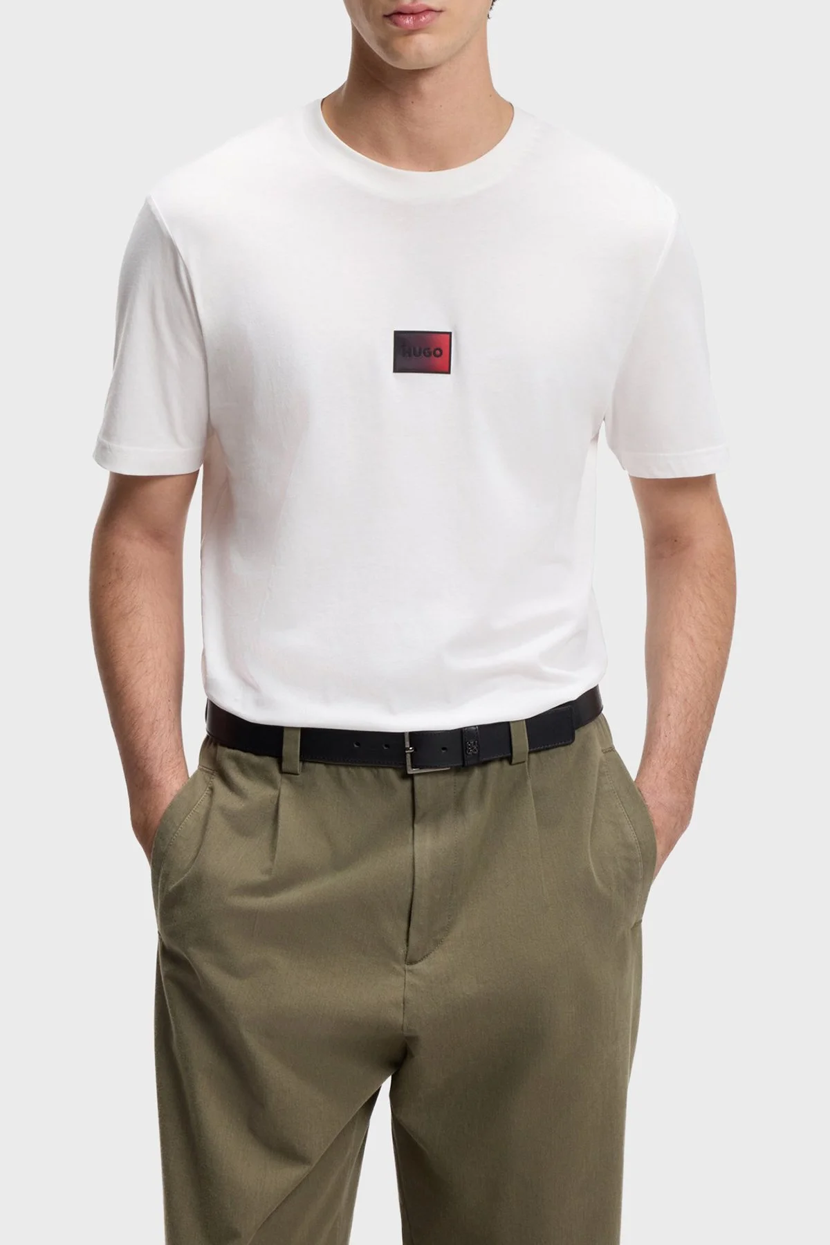 Hugo Logolu % 100 Pamuk Regular Fit Bisiklet Yaka Erkek T Shirt 50553124 102 BEYAZ - 1