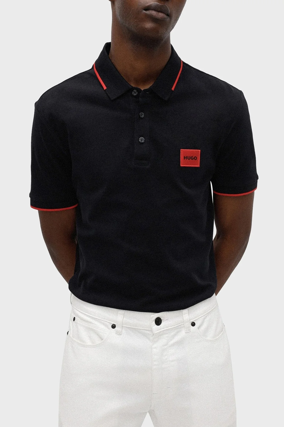Hugo Logolu % 100 Pamuk Slim Fit Erkek Polo T Shirt 50467384 001 SİYAH - 1