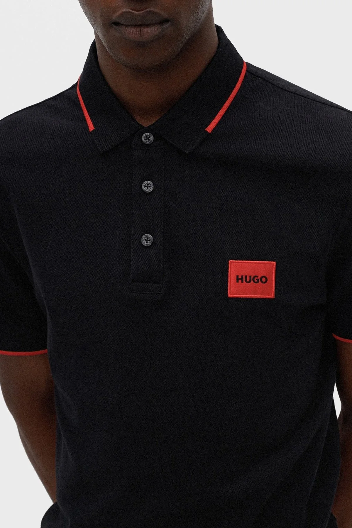Hugo Logolu % 100 Pamuk Slim Fit Erkek Polo T Shirt 50467384 001 SİYAH - 3