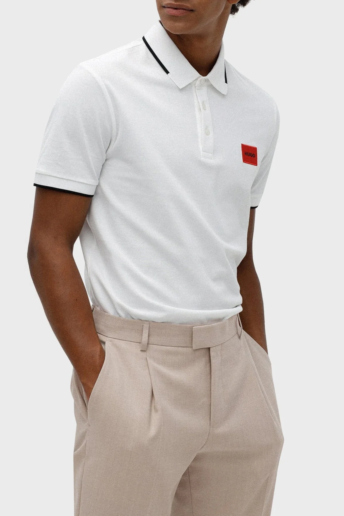 Hugo Logolu % 100 Pamuk Slim Fit Erkek Polo T Shirt 50467384 100 BEYAZ - 1