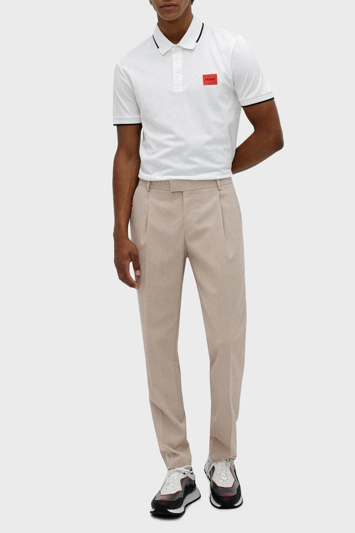 Hugo Logolu % 100 Pamuk Slim Fit Erkek Polo T Shirt 50467384 100 BEYAZ - 4