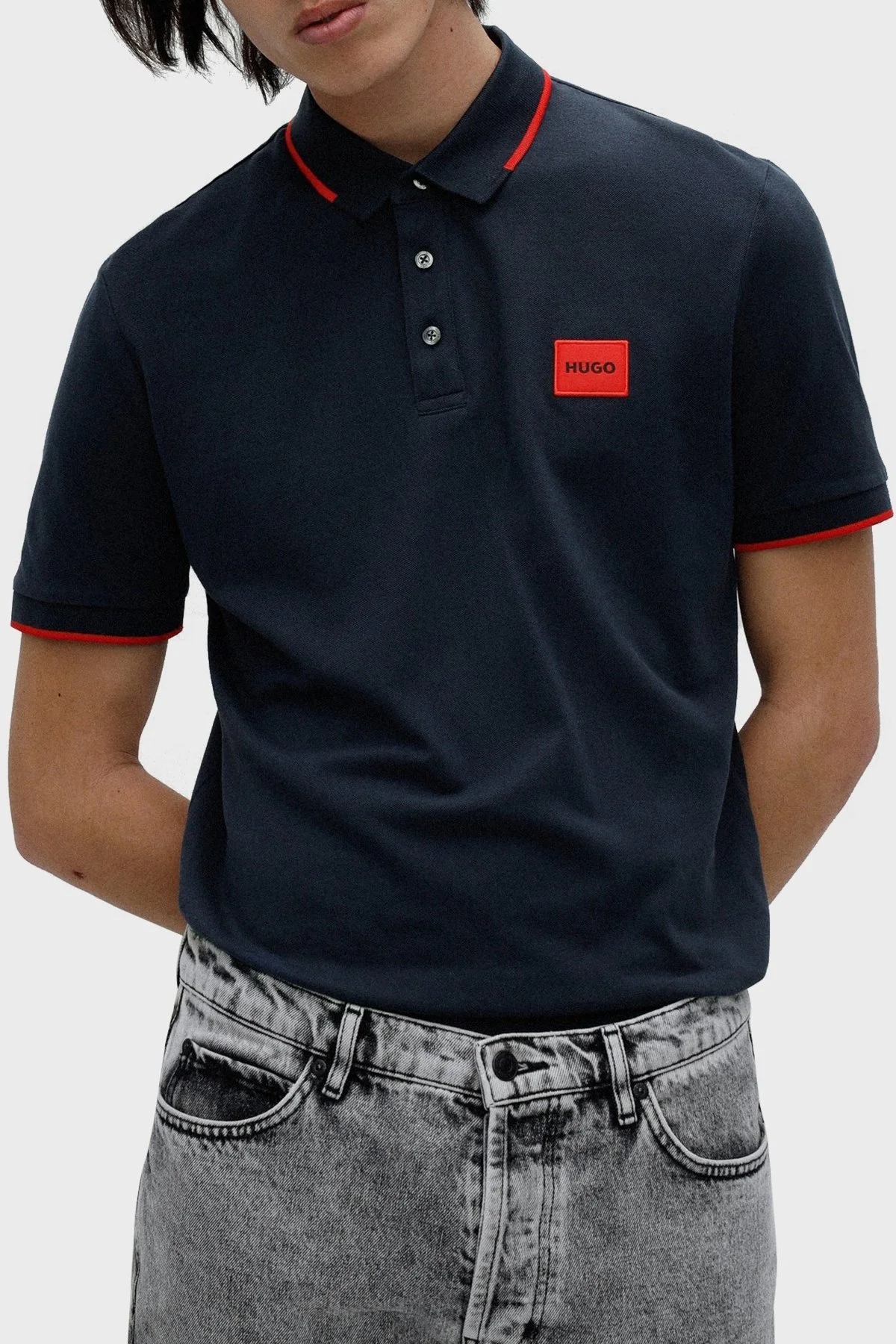 Hugo Logolu % 100 Pamuk Slim Fit Erkek Polo T Shirt 50467384 405 LACİVERT - 1