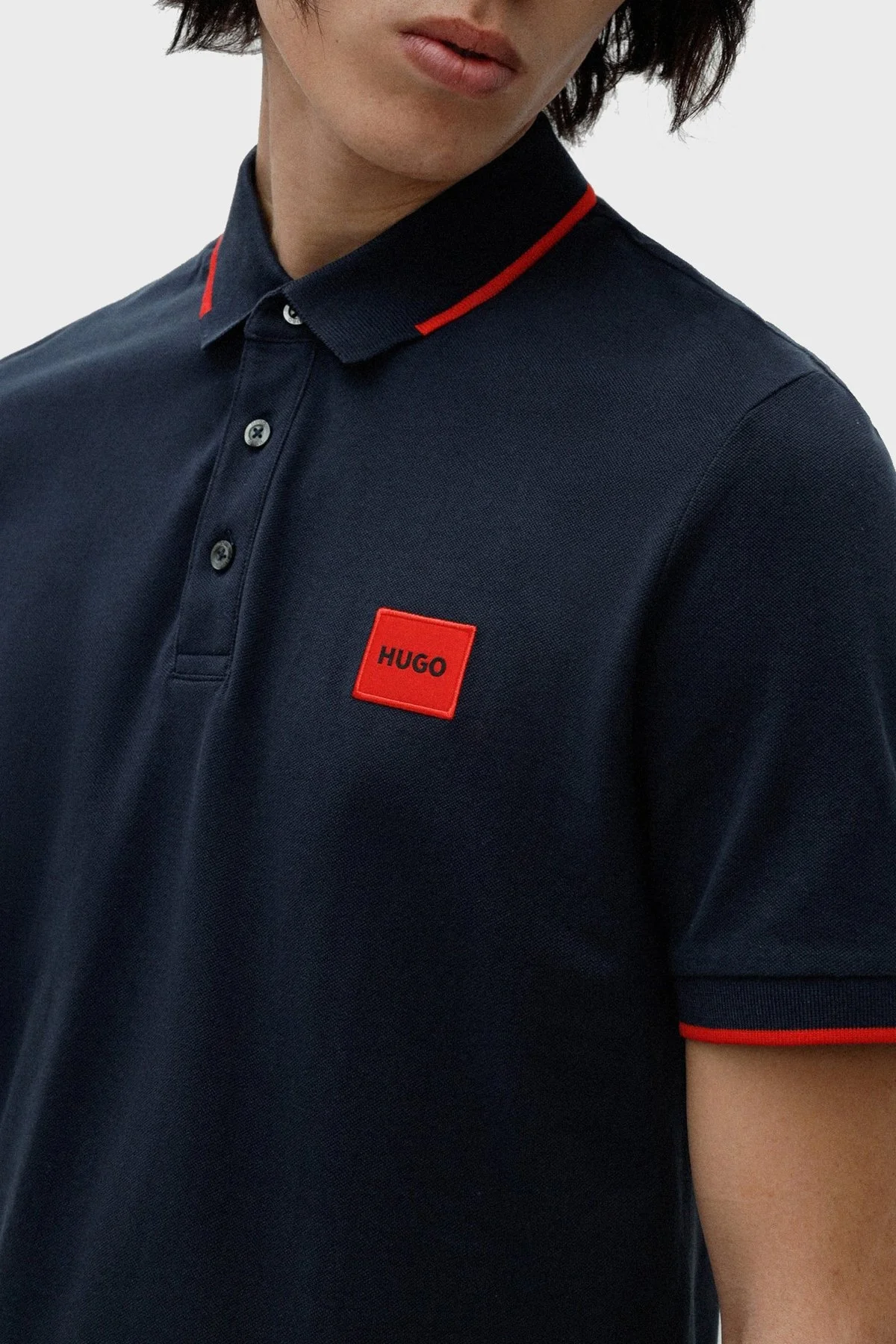 Hugo Logolu % 100 Pamuk Slim Fit Erkek Polo T Shirt 50467384 405 LACİVERT - 3