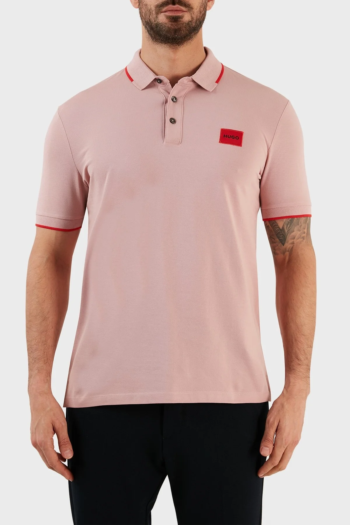 Hugo Logolu % 100 Pamuk Slim Fit Erkek Polo T Shirt 50467384 687 PUDRA - 1