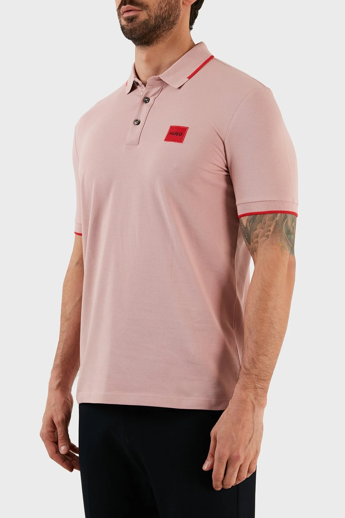 Hugo Logolu % 100 Pamuk Slim Fit Erkek Polo T Shirt 50467384 687 PUDRA - 2