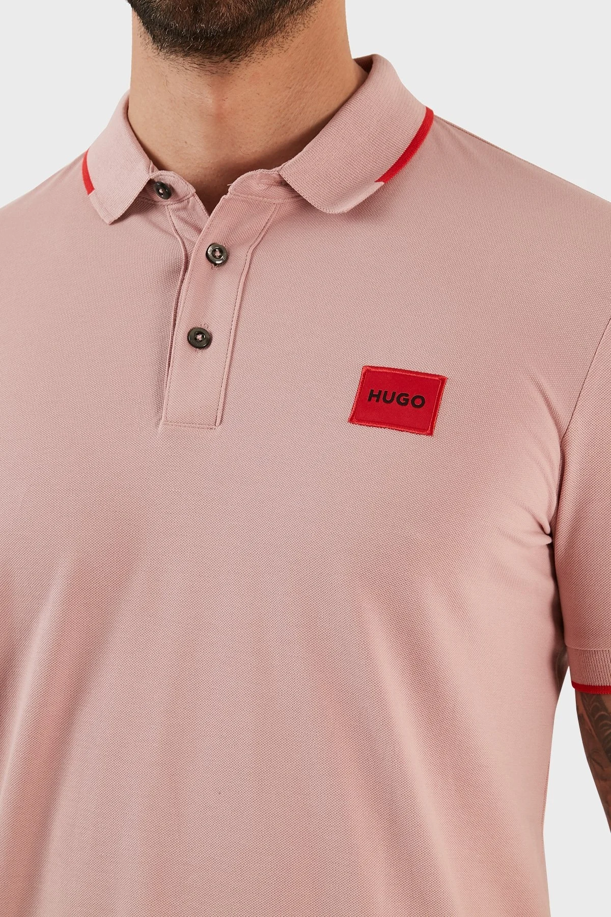 Hugo Logolu % 100 Pamuk Slim Fit Erkek Polo T Shirt 50467384 687 PUDRA - 4