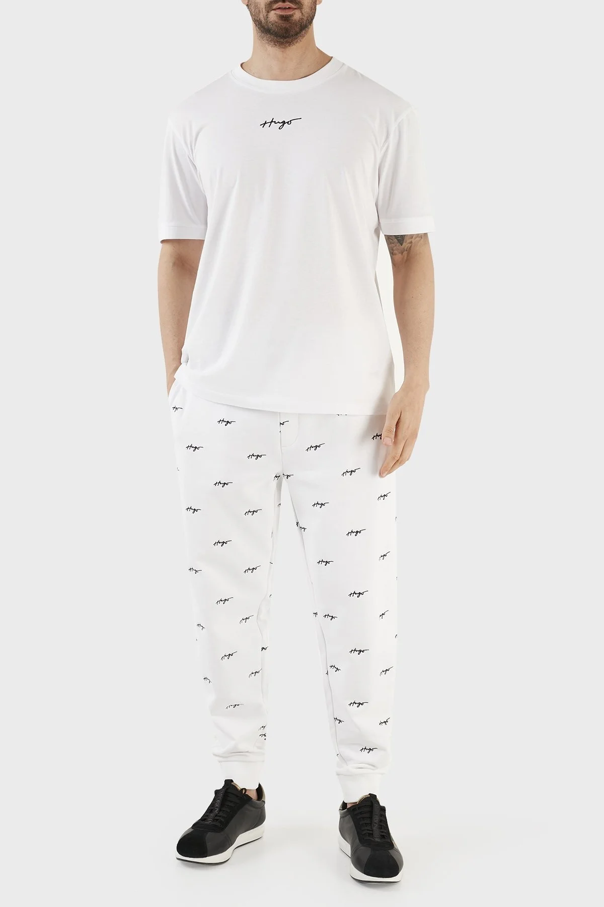 Hugo Logolu Belden Bağlamalı Pamuklu Relaxed Fit Erkek Pantolon 50486458 100 BEYAZ - 1